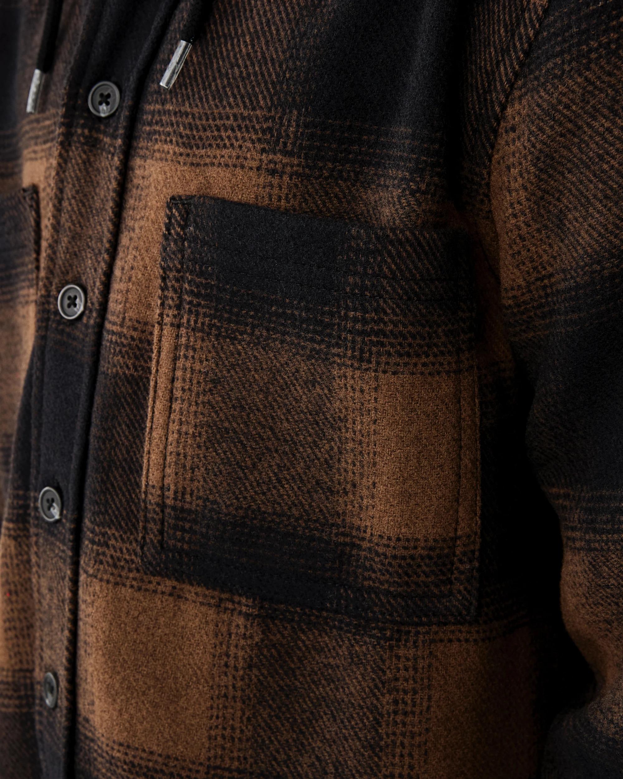 5 Long Sleeve Hooded Check Shirt Fossil Brn, 5 of 7