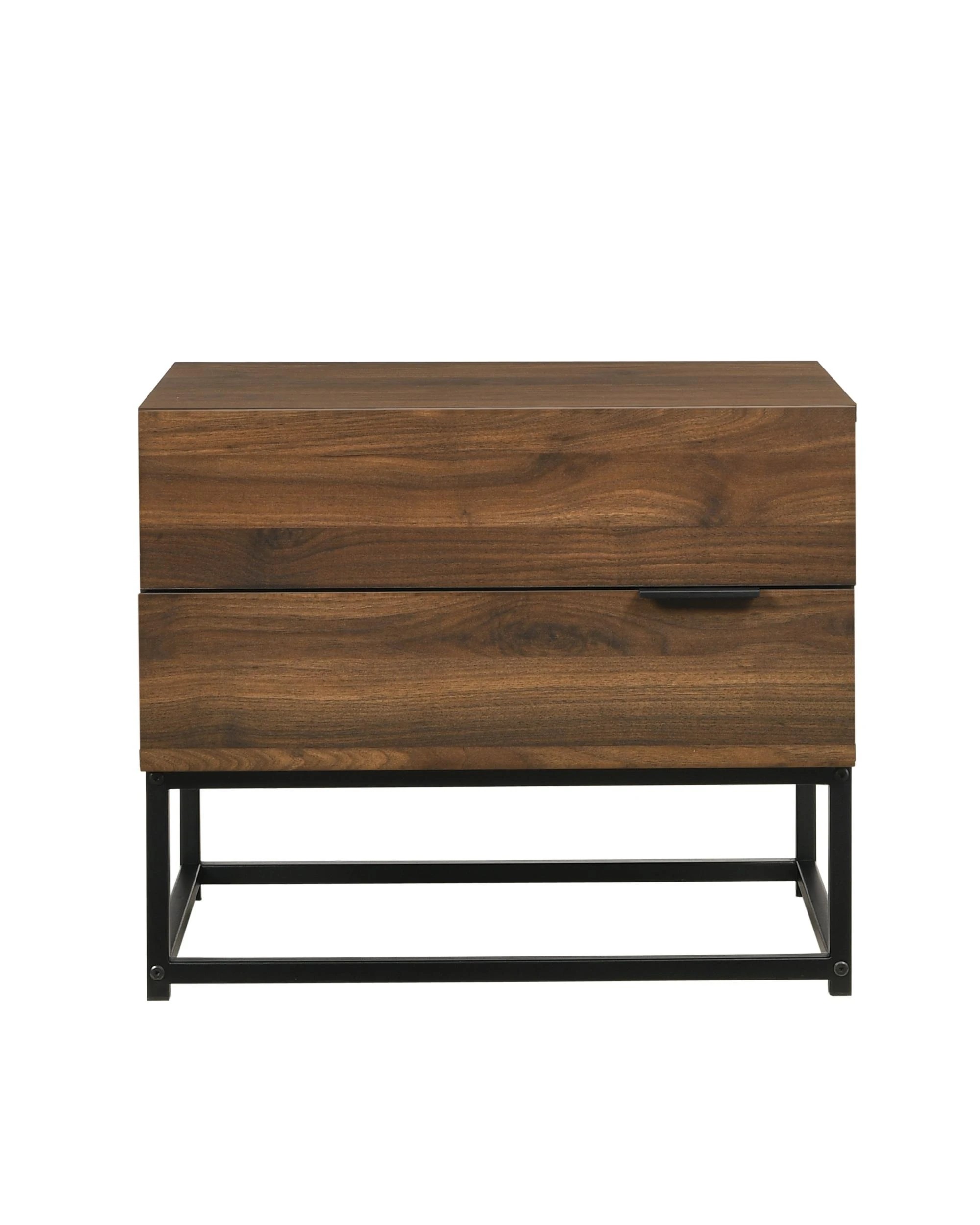 3 Kodu Bedside Table 2 Drawer Industrial Side Table Nightstand woodgrain - Brown, 3 of 5