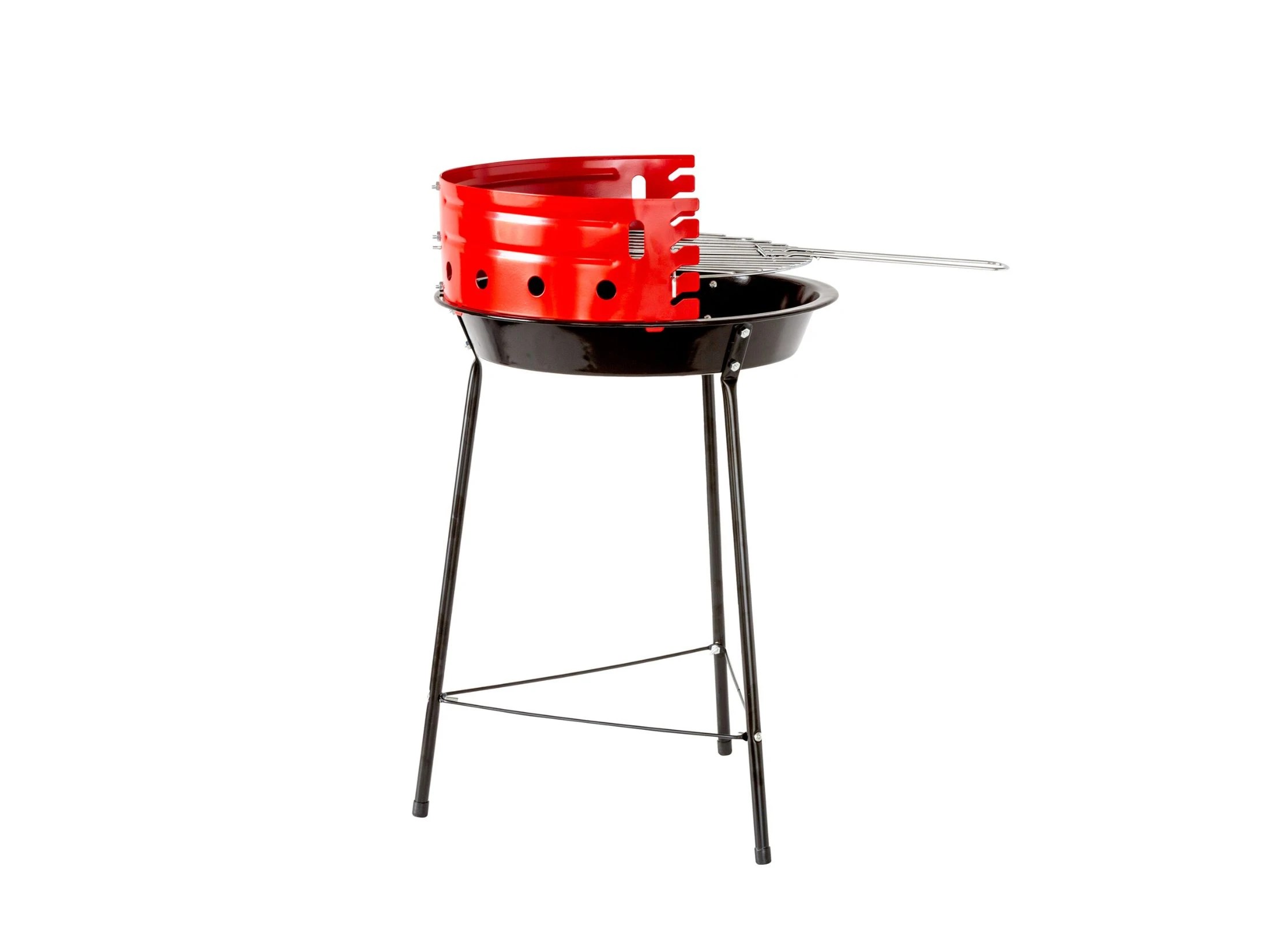 4 Hacienda 13" Portable Charcoal BBQ Grill - Black/Red, 4 of 4