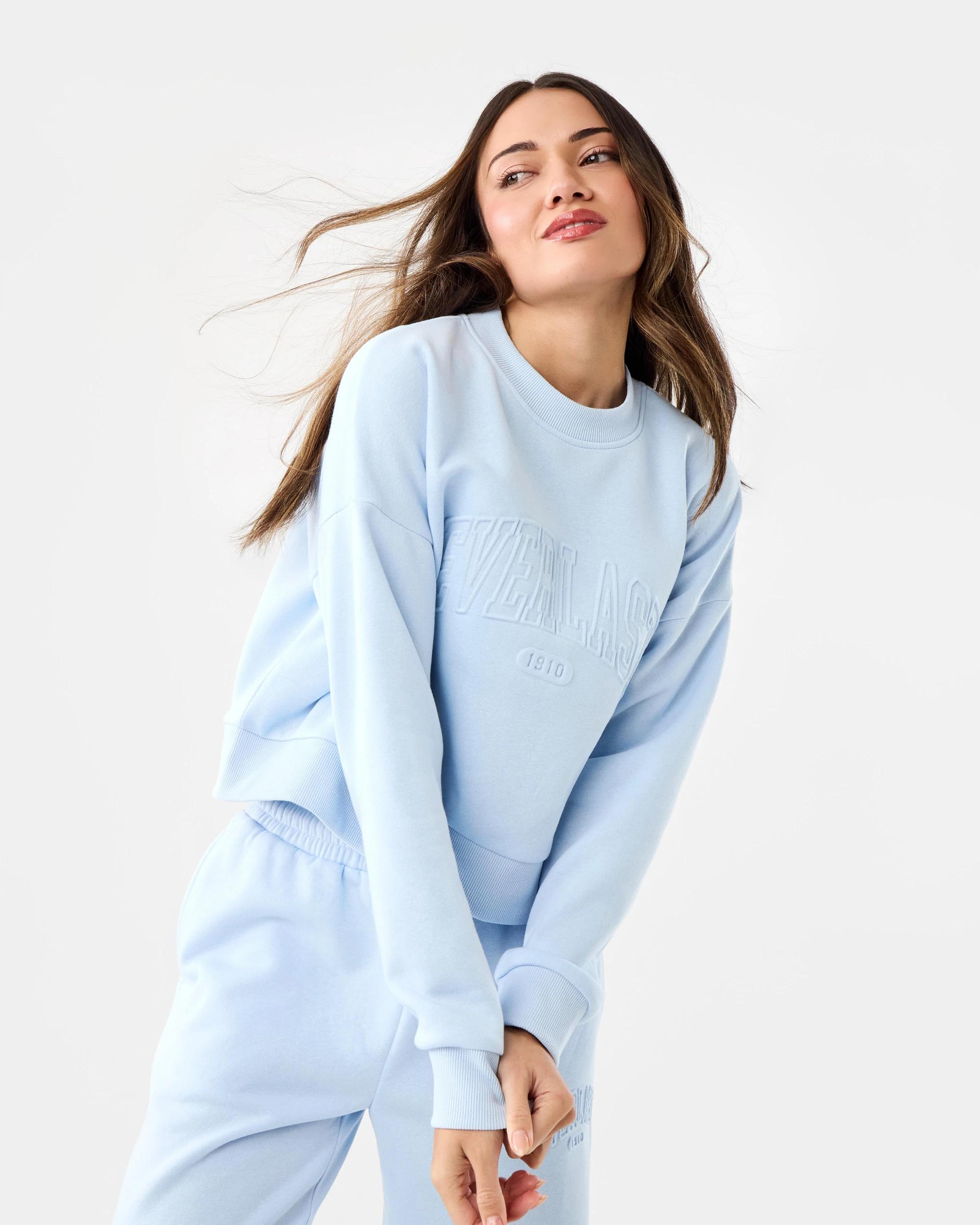 9 Everlast Womens Heritage Oversize Crew Neck Sweatshirt Powder Blu, 9 of 9