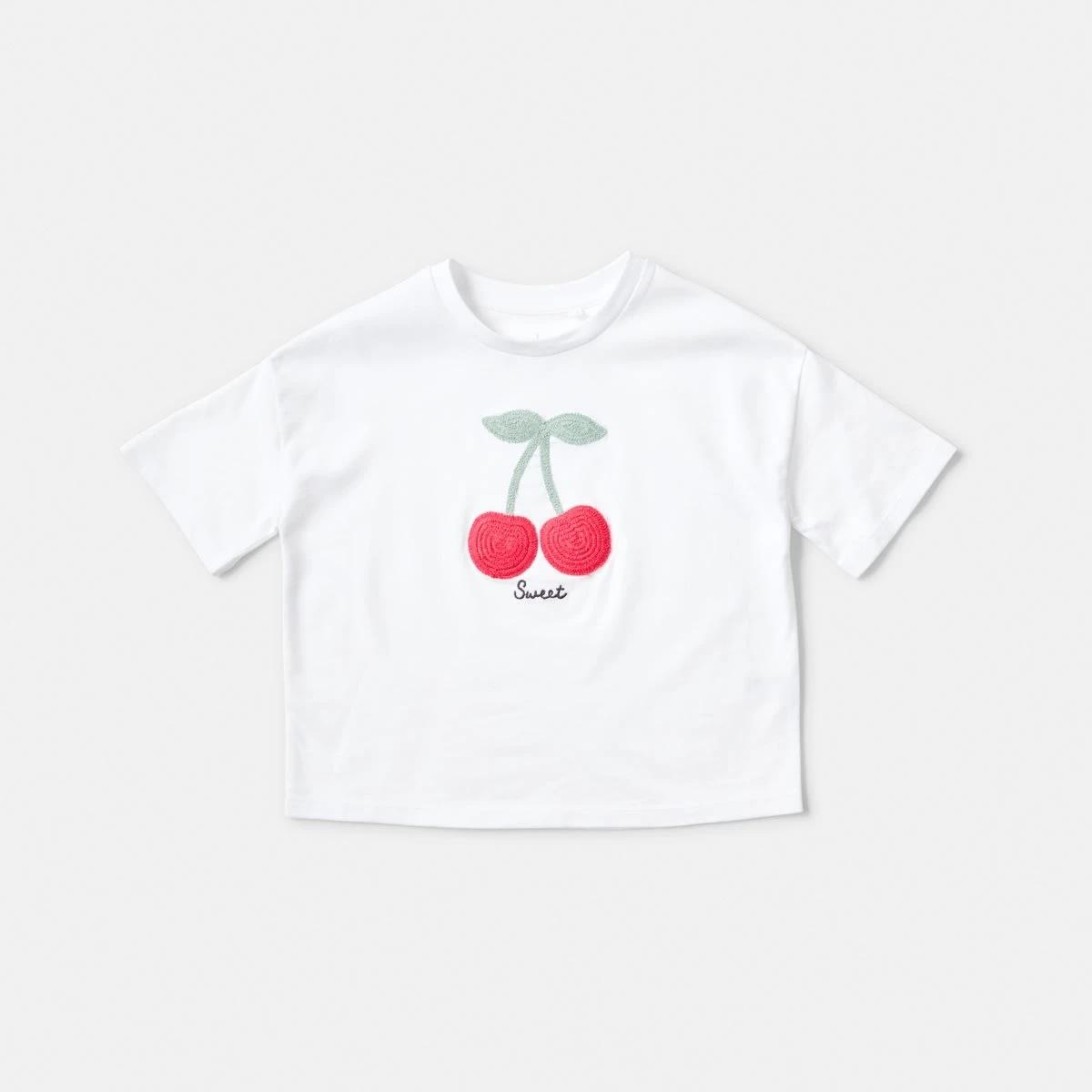 7 Short Sleeve Oversized Applique T-shirt Cherry, 7 of 8