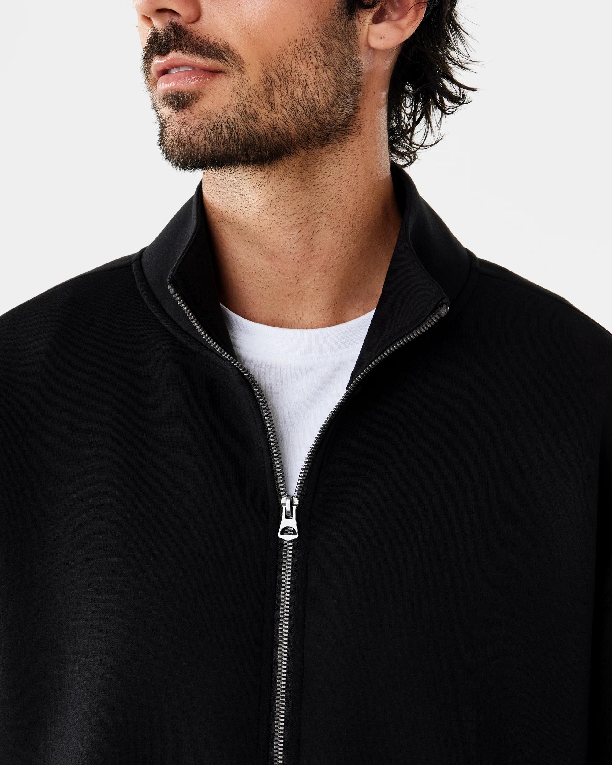 7 Scuba Funnel Neck Zip Through Sweatshirt Black, 7 of 10