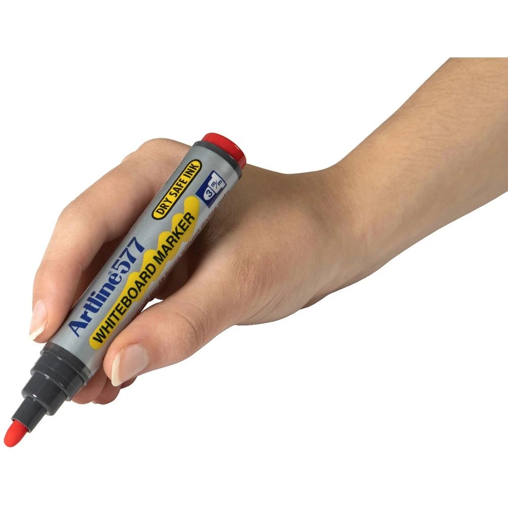 3 Artline 577 Whiteboard Markers Bullet Red 2 Pack, 3 of 3