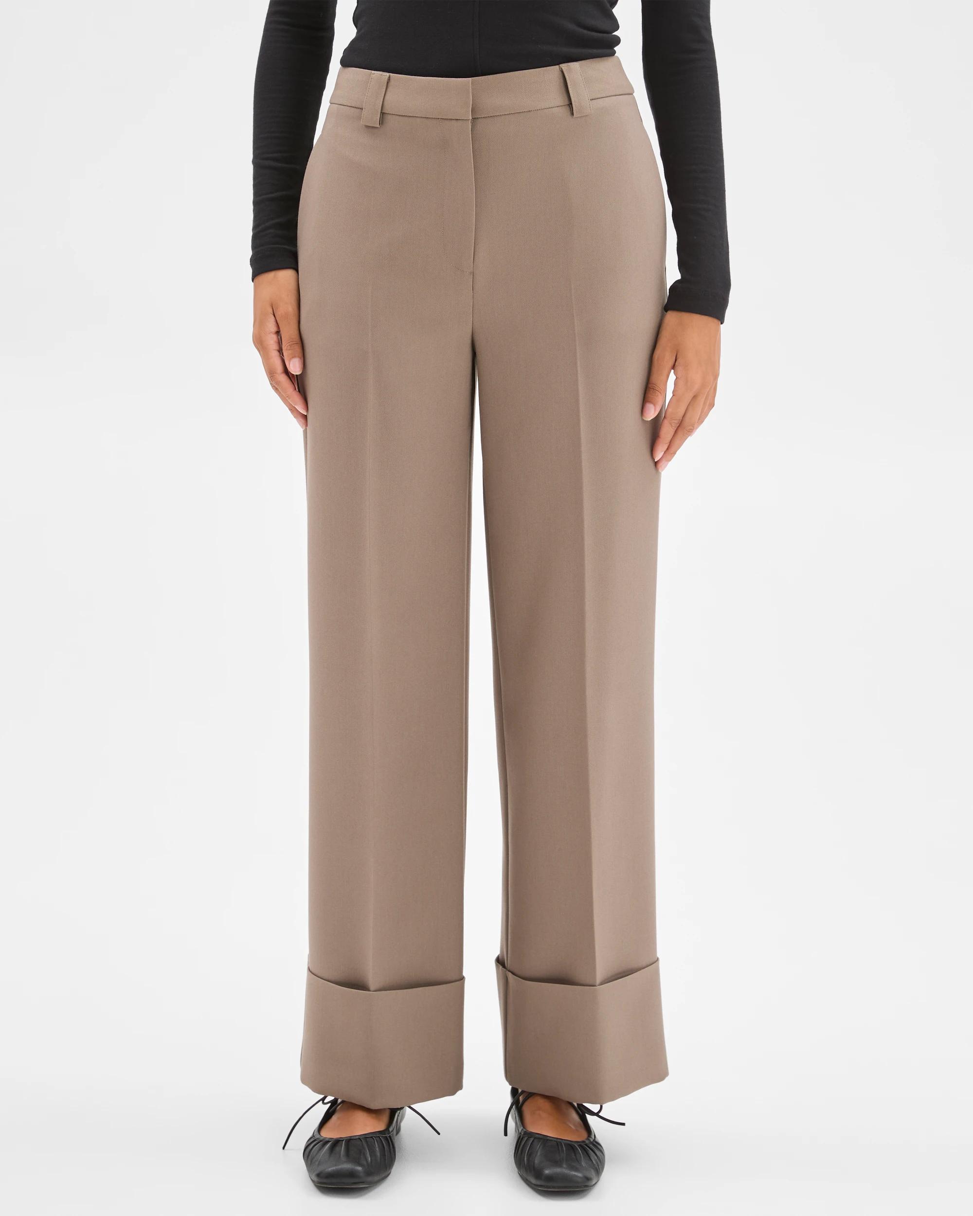 3 Preview Wide Leg Cuff Detail Pants GREY, 3 of 6