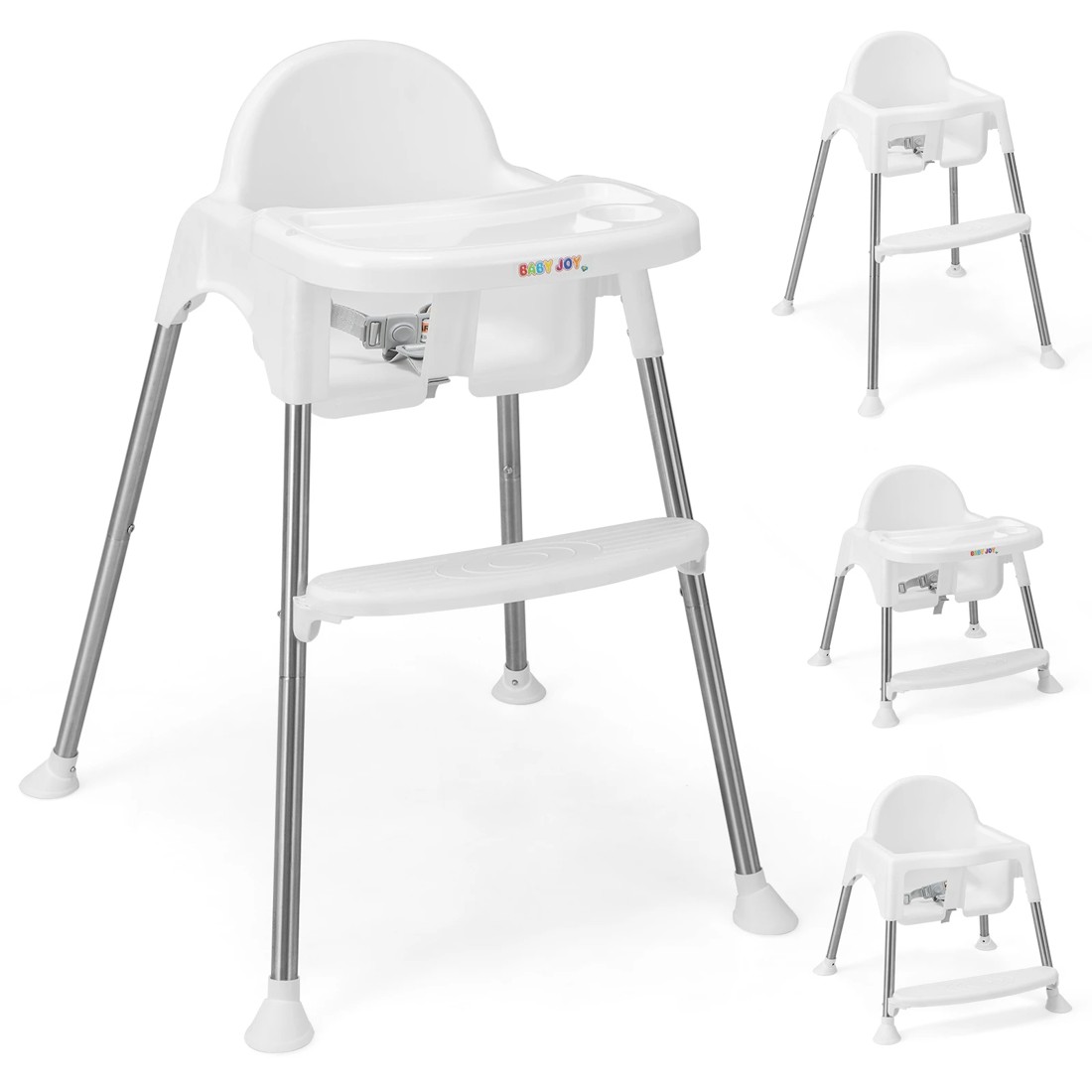 1 Costway 4-in-1 Foldable High Chair w/Tray White, 1 of 2