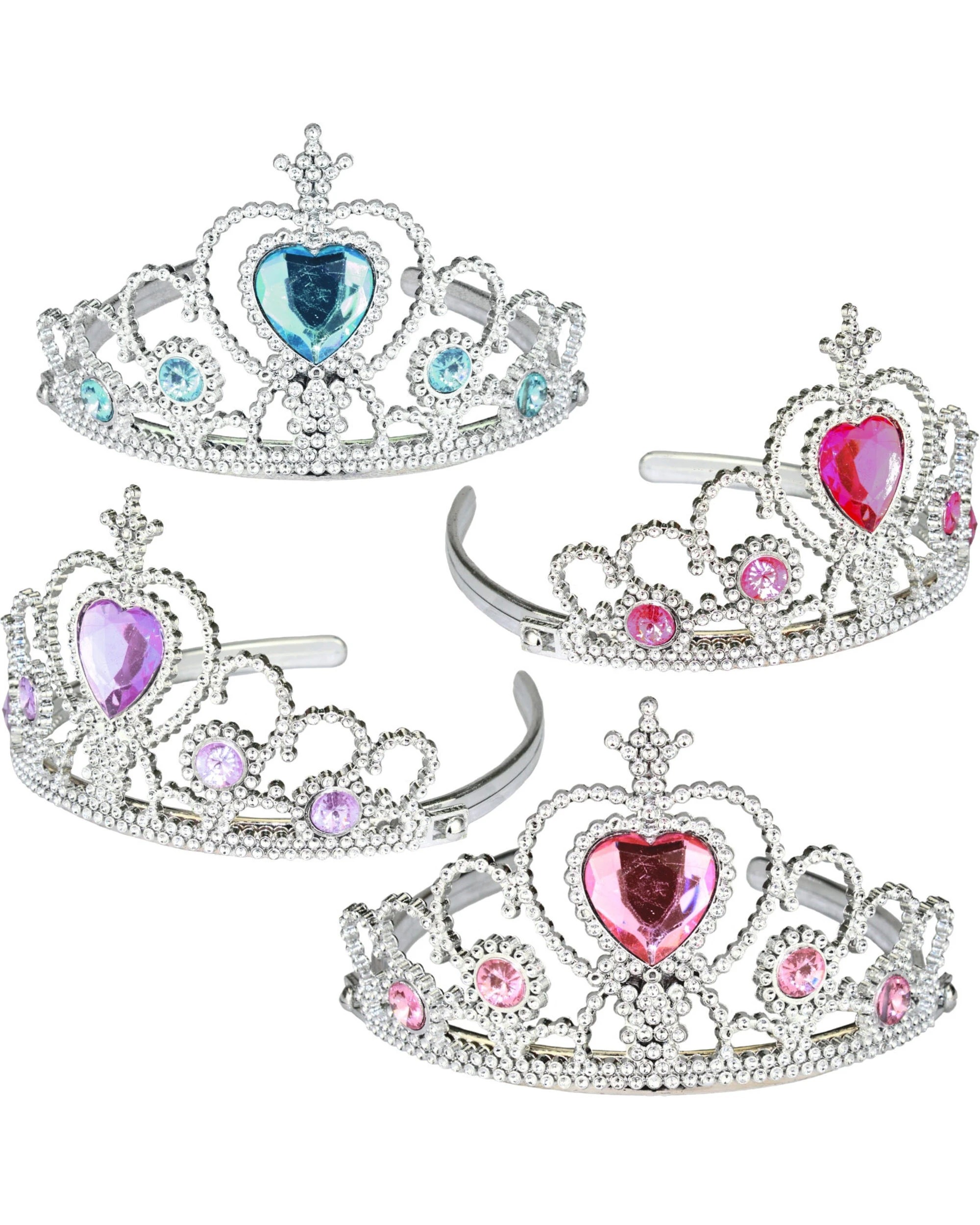 1 Party Planet Silver Princess Heart Gem Tiara Assorted, 1 of 4