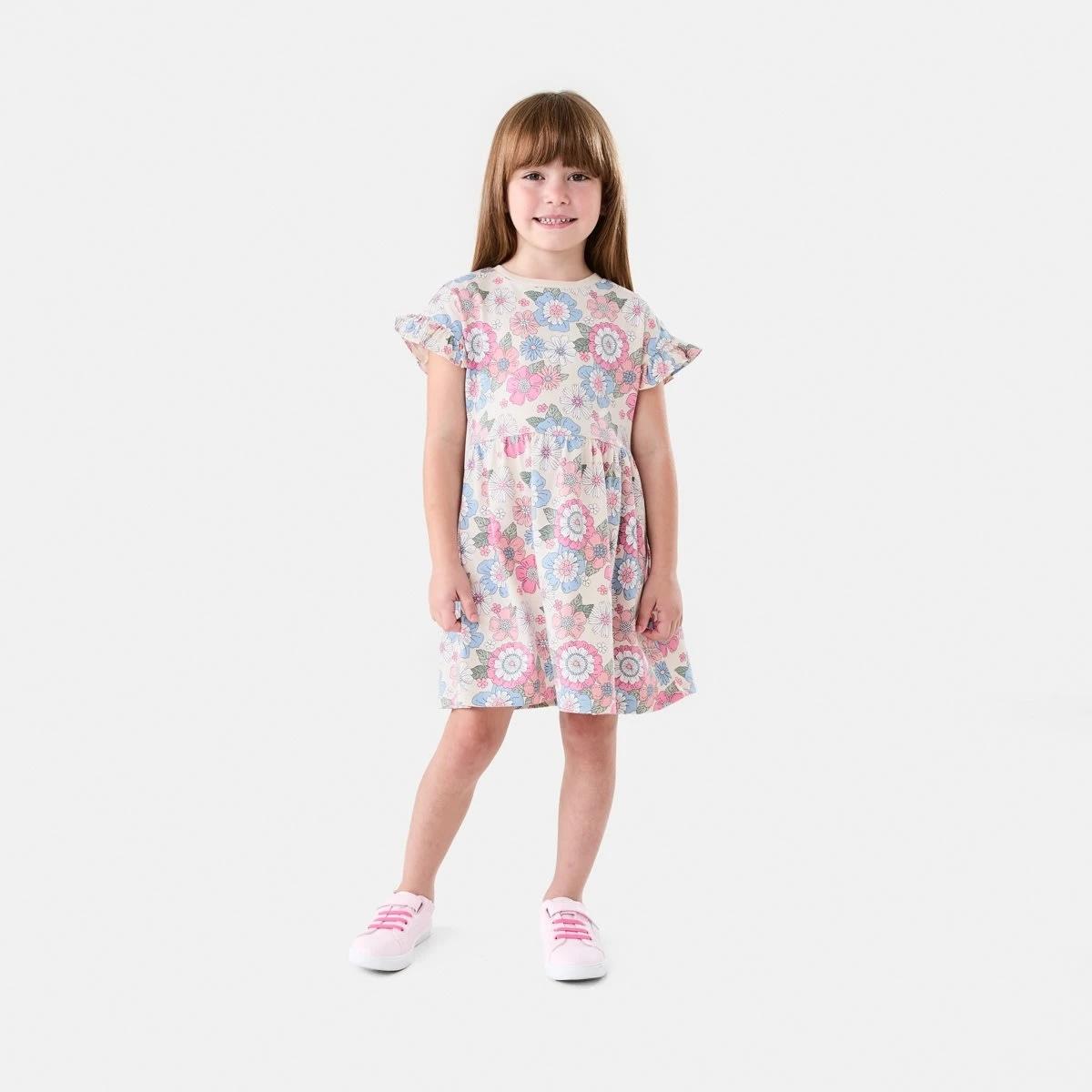 6 Jersey Dress RETRO BLOOMS CHALK, 6 of 7