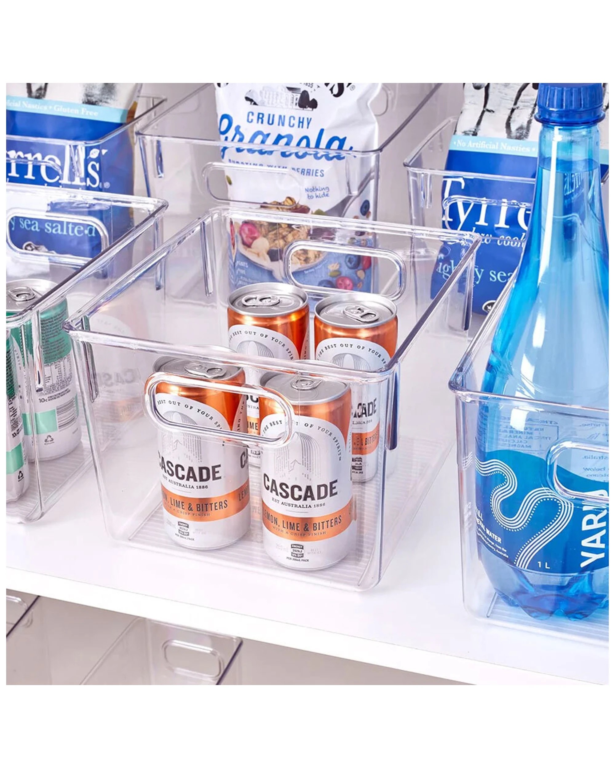 2 Boxsweden Crystal Storage Container 15cm Fridge Pantry Organiser Durable Plastic Handles
 - Clear, 2 of 3