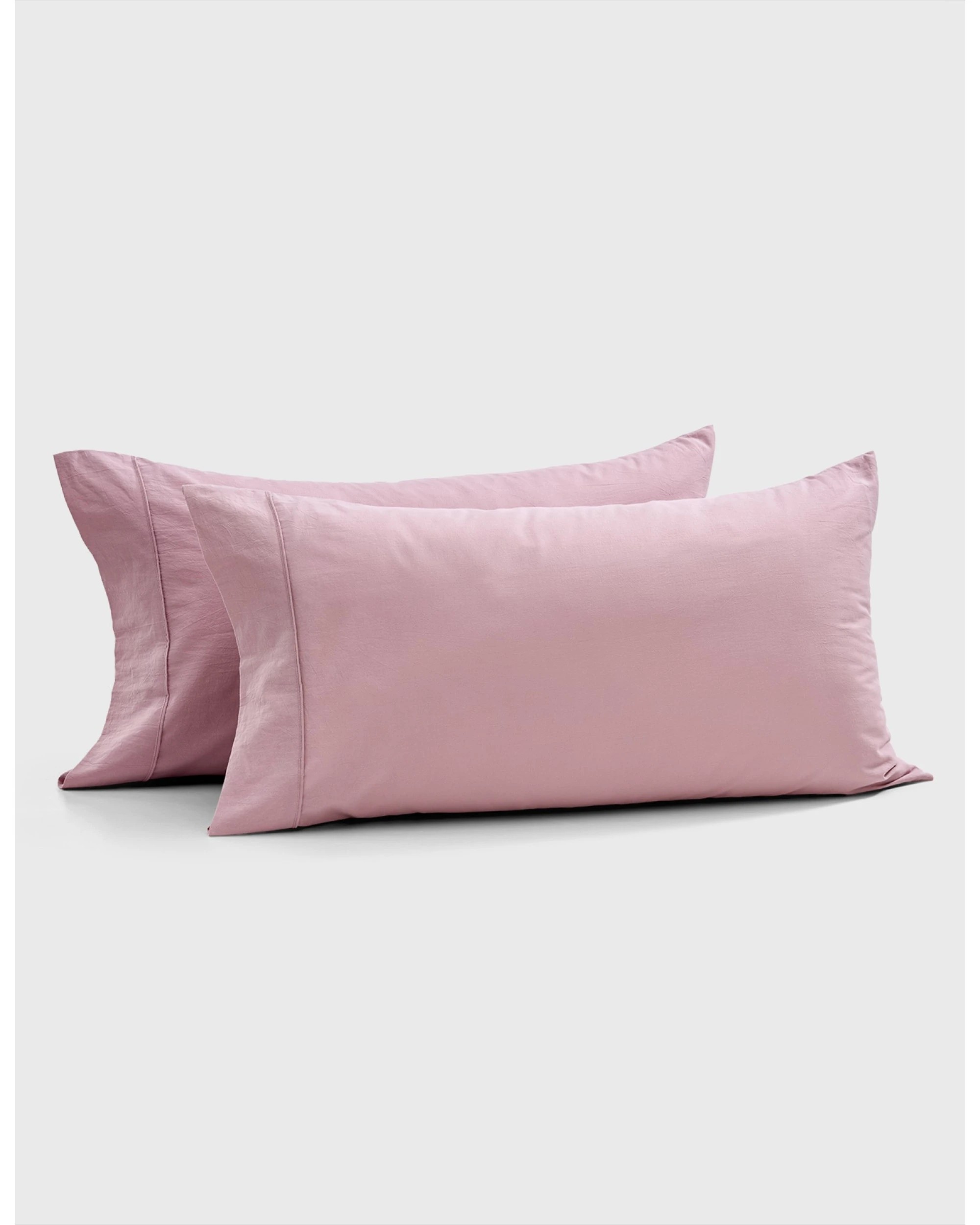 1 Dreamaker Bonnie Washed Cotton King Pillowcase Twin Pack 50x90cm - Pink Pearl, 1 of 6