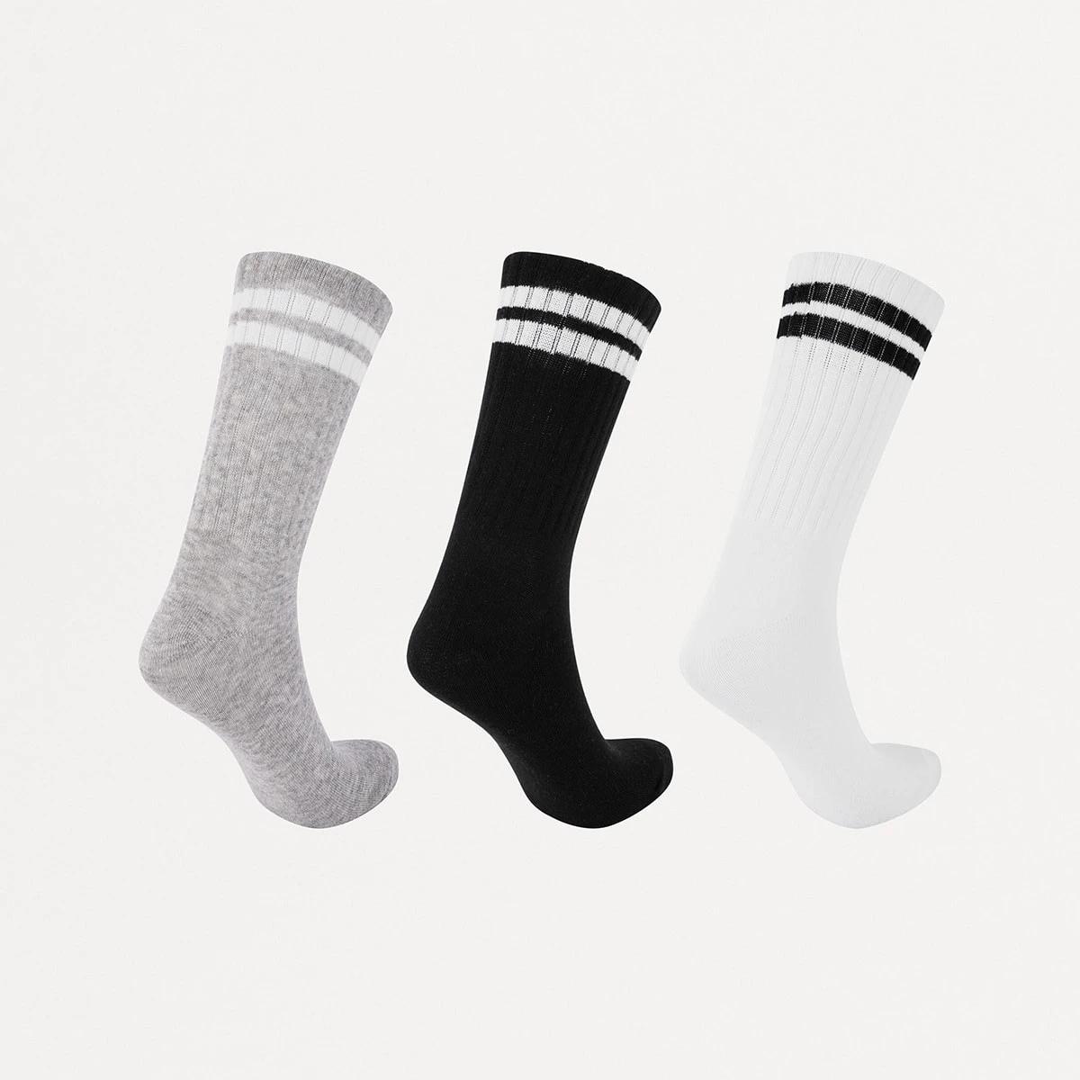 2 3 Pack Chunky Ribbed Full Crew Socks CORE STRIPE, 2 of 3