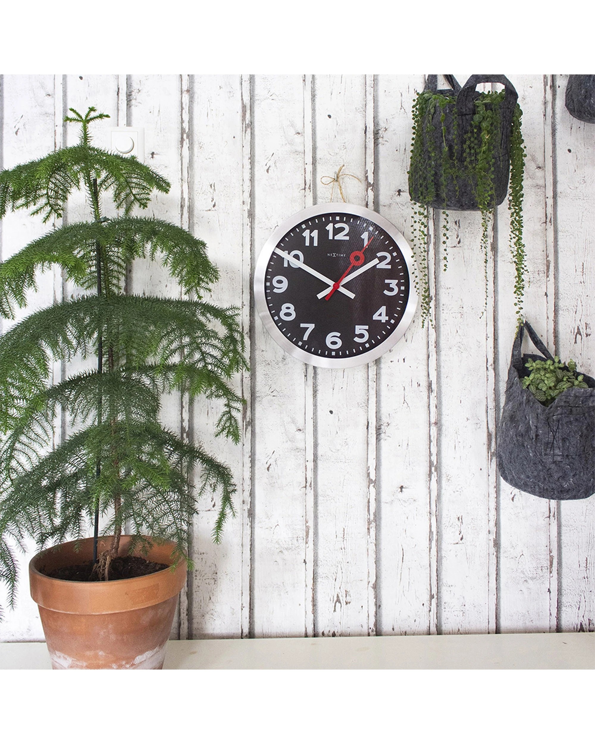 5 NEXTIME Station Numerical 35cm Wall Clock Silent Sweep Movement Glass Lens - Black, 5 of 5