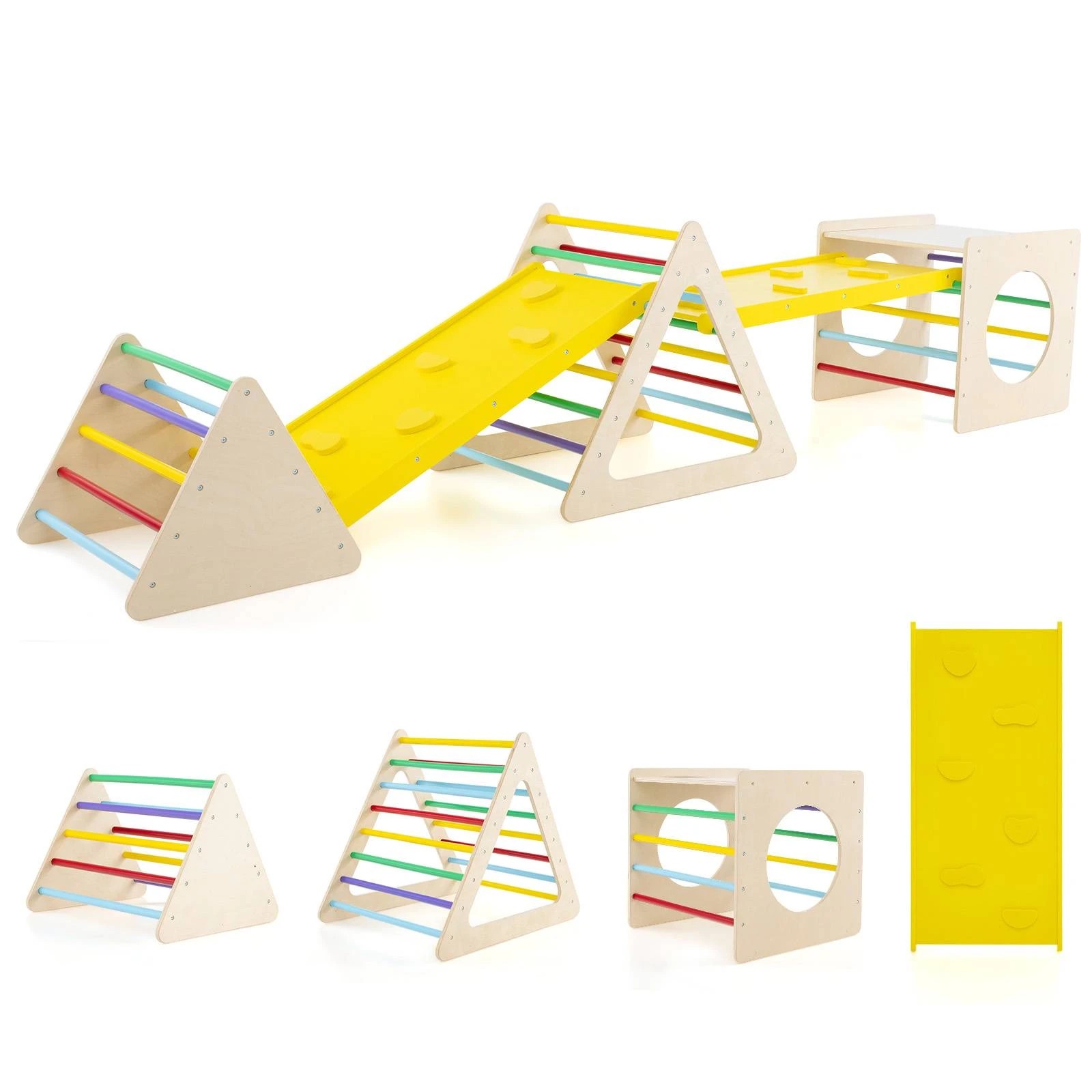 1 Costway Climb Playset 5 in 1 Slide Set Triangle Frame, 1 of 6