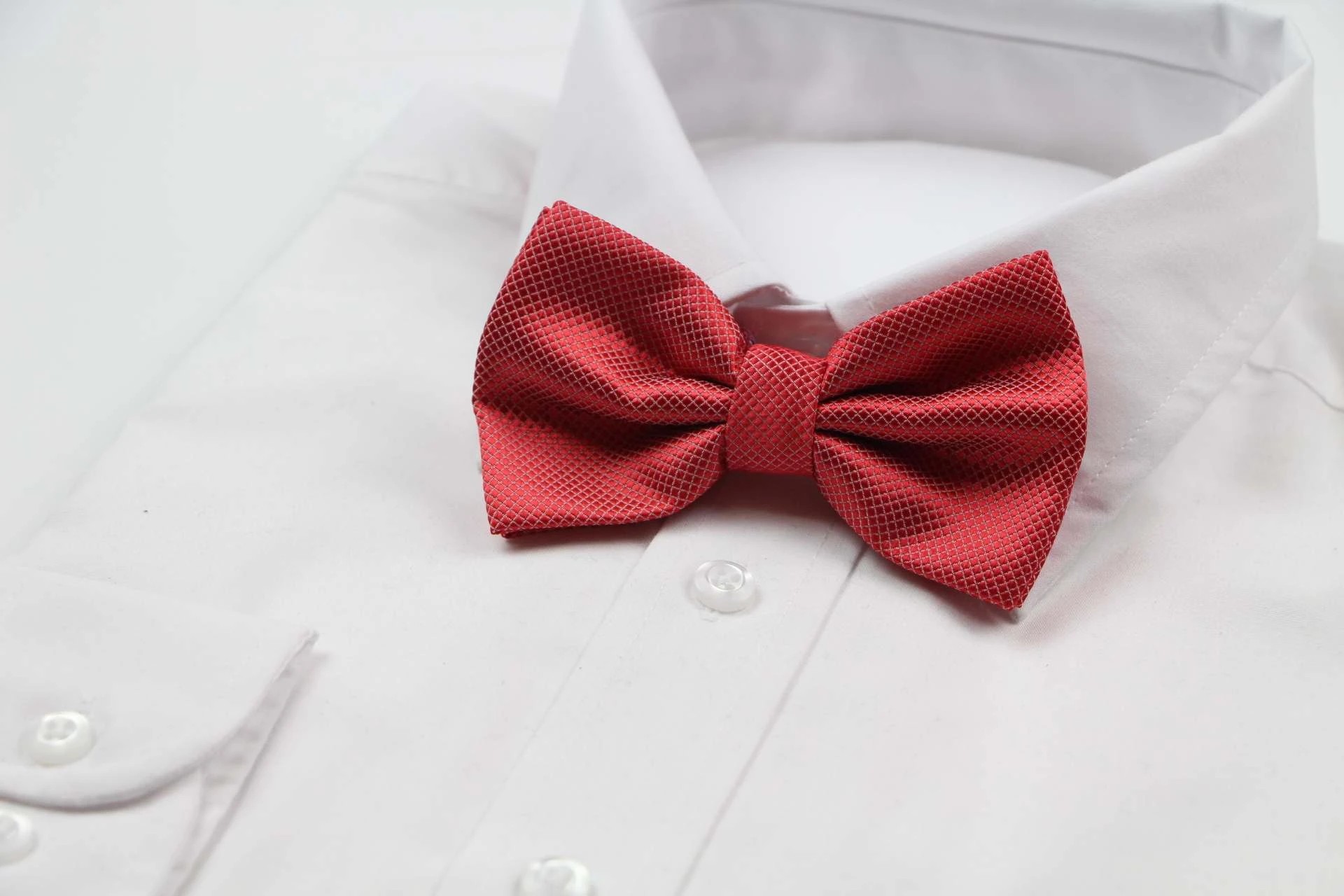 4 Zasel Mens Watermelon Red Plain Coloured Checkered Bow Tie - Red, 4 of 5