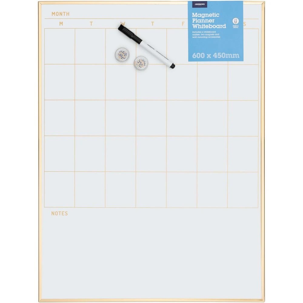 2 J.Burrows Monthly Planner Whiteboard 600 x 450mm Gold, 2 of 3