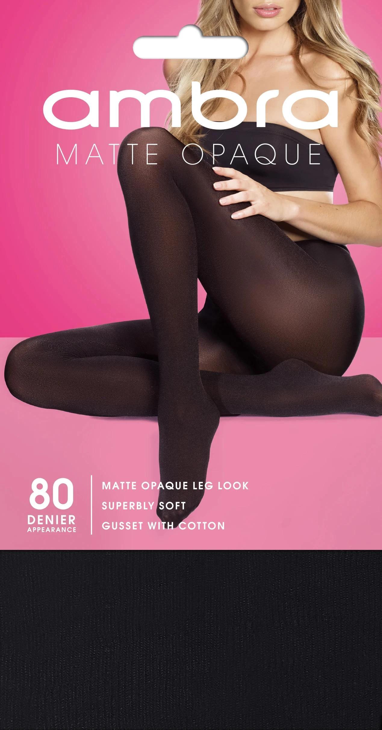 1 Ambra 1 Pack 80 Denier Matte Opaque Tights BLACK, 1 of 1