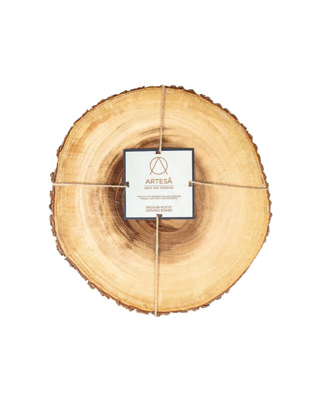 Artesa Rustic Medium Round Wooden Serving Board Entertaining 29cm Acacia - M