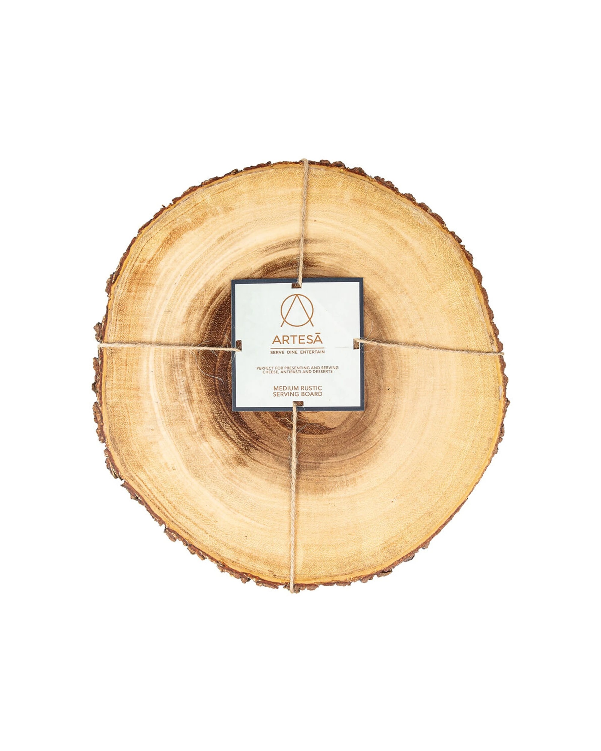 1 Artesa Rustic Medium Round Wooden Serving Board Entertaining 29cm Acacia - Multi, 1 of 4