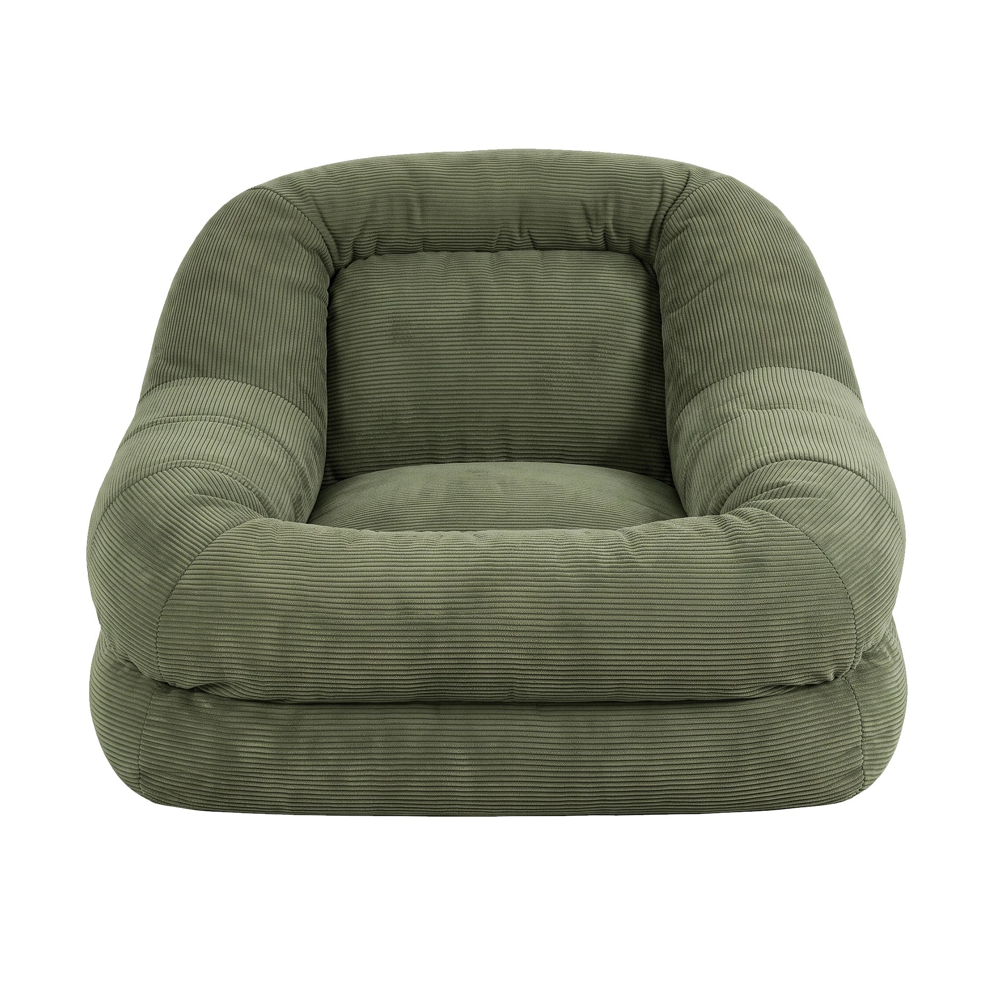 4 Artiss Armchair Floor Lounge Lazy Sofa, Compressed Corduroy Chaise Chair Green - Green, 4 of 8