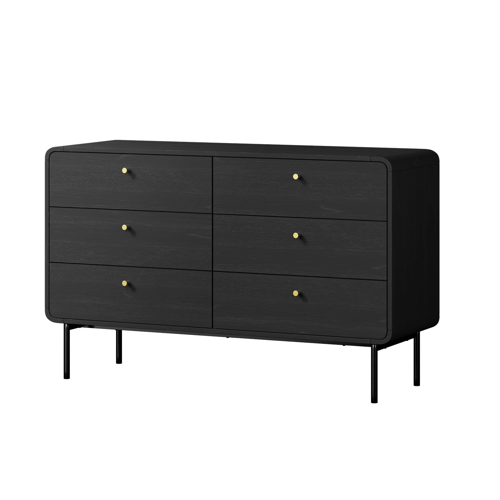 1 Oikiture 6 Chest of Drawers Tallboy Storage Cabinet Dresser - Black, 1 of 9