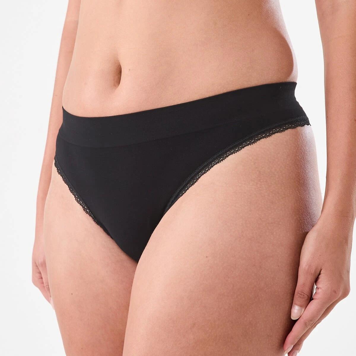 5 3 Pack Seamfree Bamboo Lace G-string Briefs BLACK, BLACK, BLACK, 5 of 6