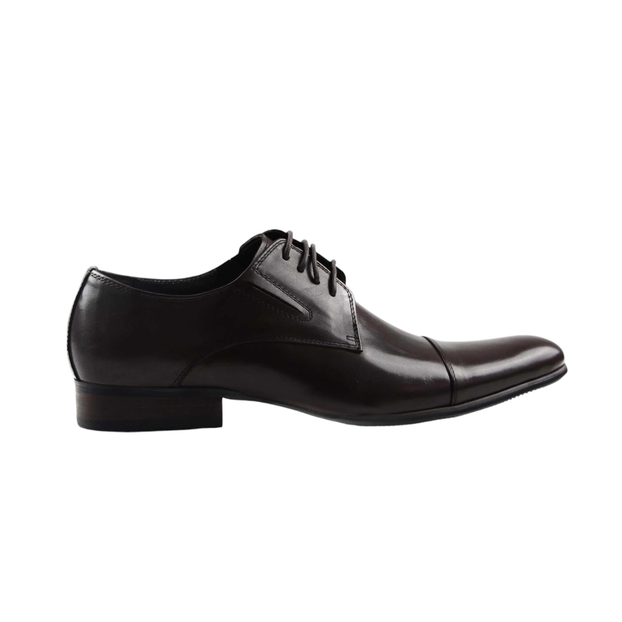 2 Zasel Mens Castro Leather Lace Up Work Formal Dress Wedding Shoes DARK BROWN, 2 of 3