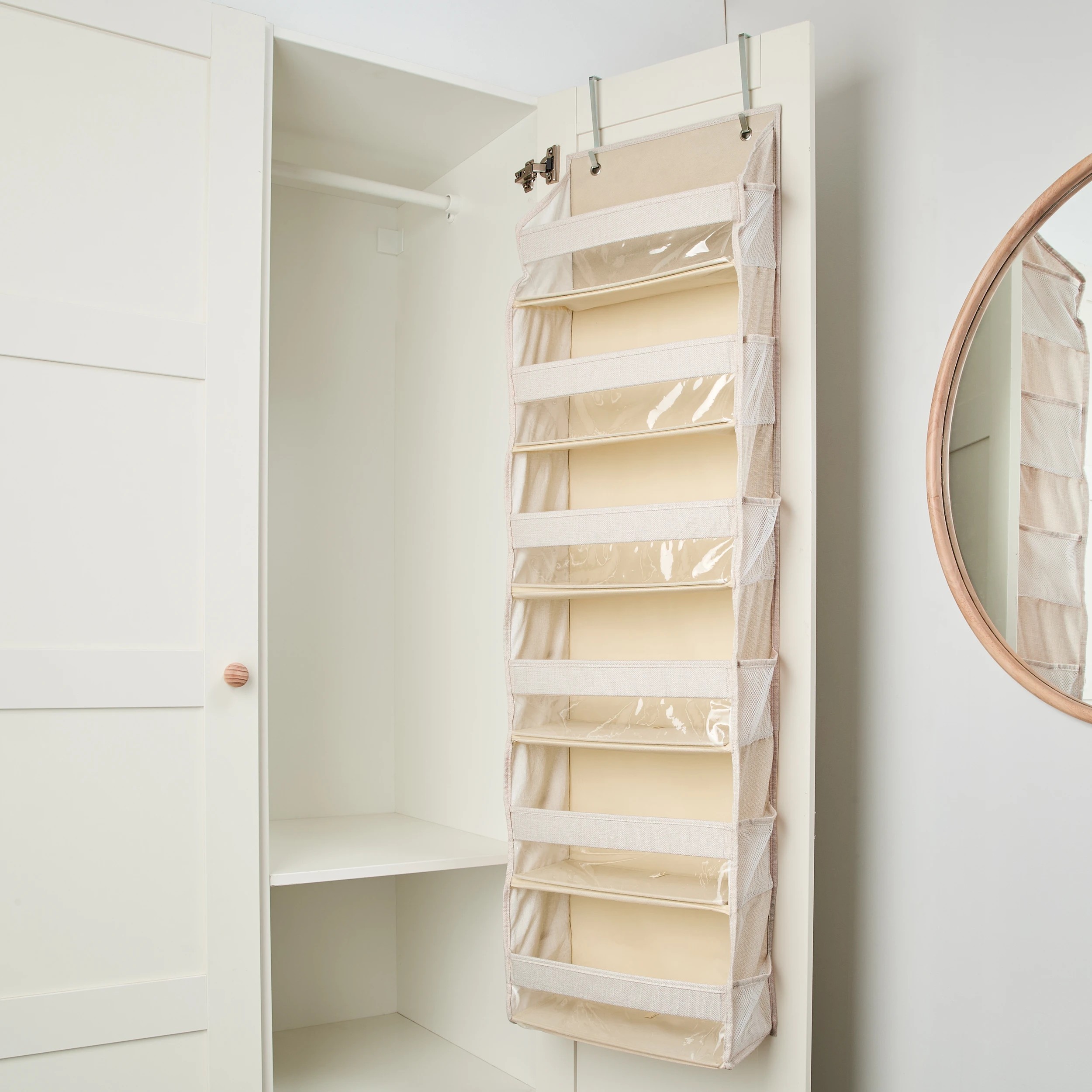3 Linen Look Over the Door Organiser- Beige, 3 of 9