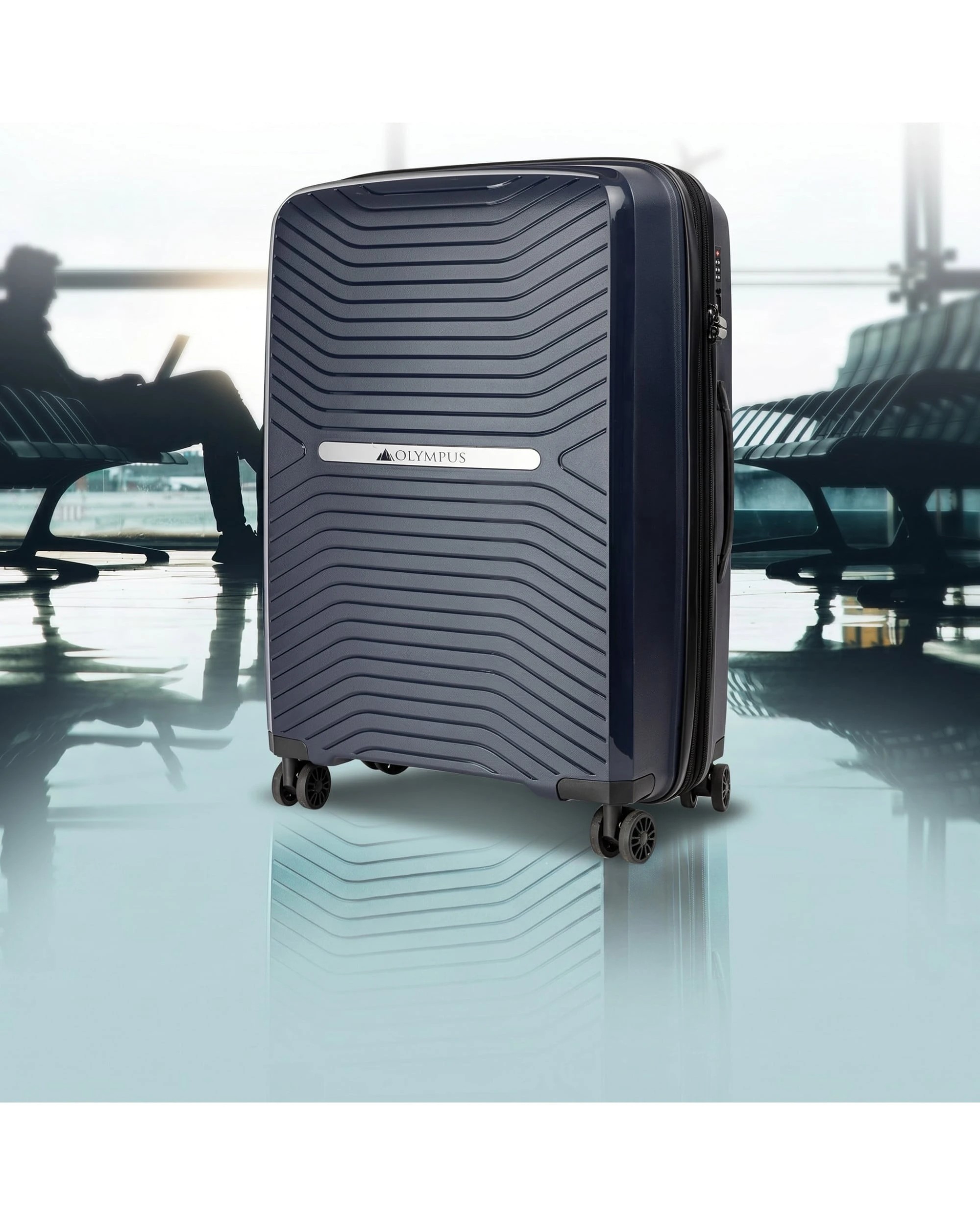 2 Olympus Astra 24in Lightweight Hard Shell Suitcase - Blue, 2 of 9