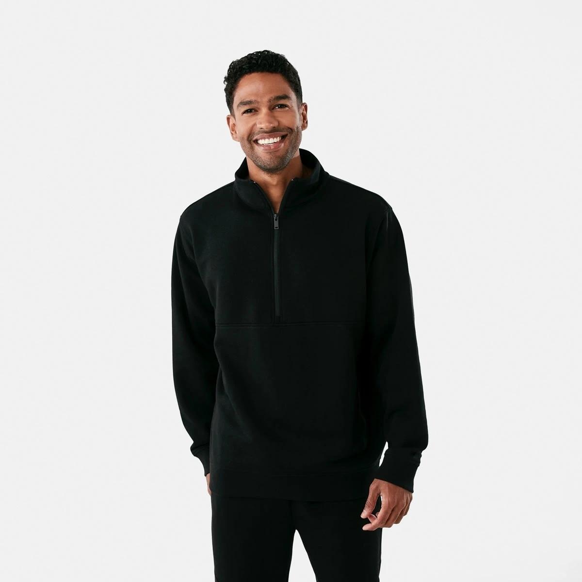 1 Active Mens Half Zip Pullover Black, 1 of 6