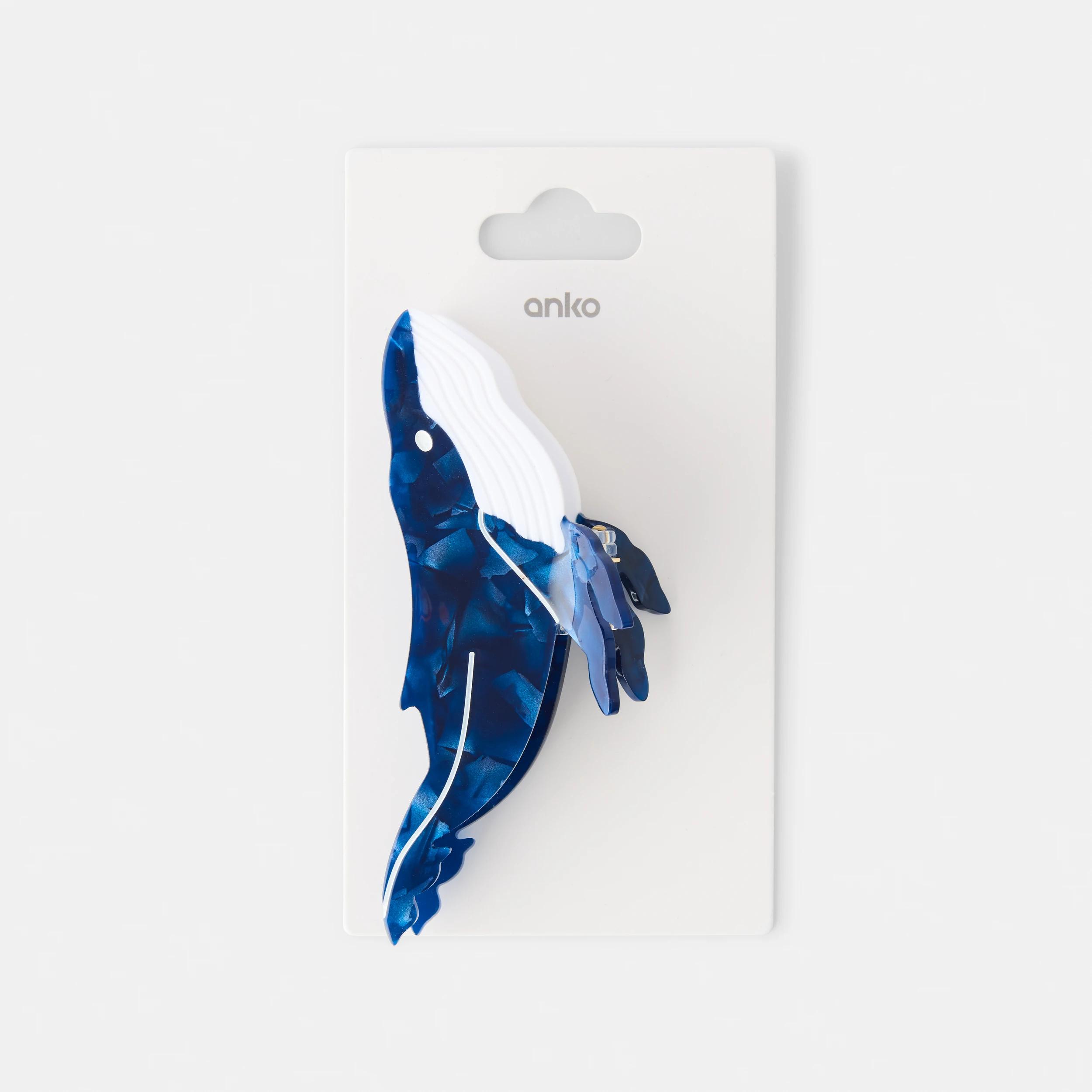 5 Blue and White Novelty Whale Claw Hair Clip Blue, 5 of 5