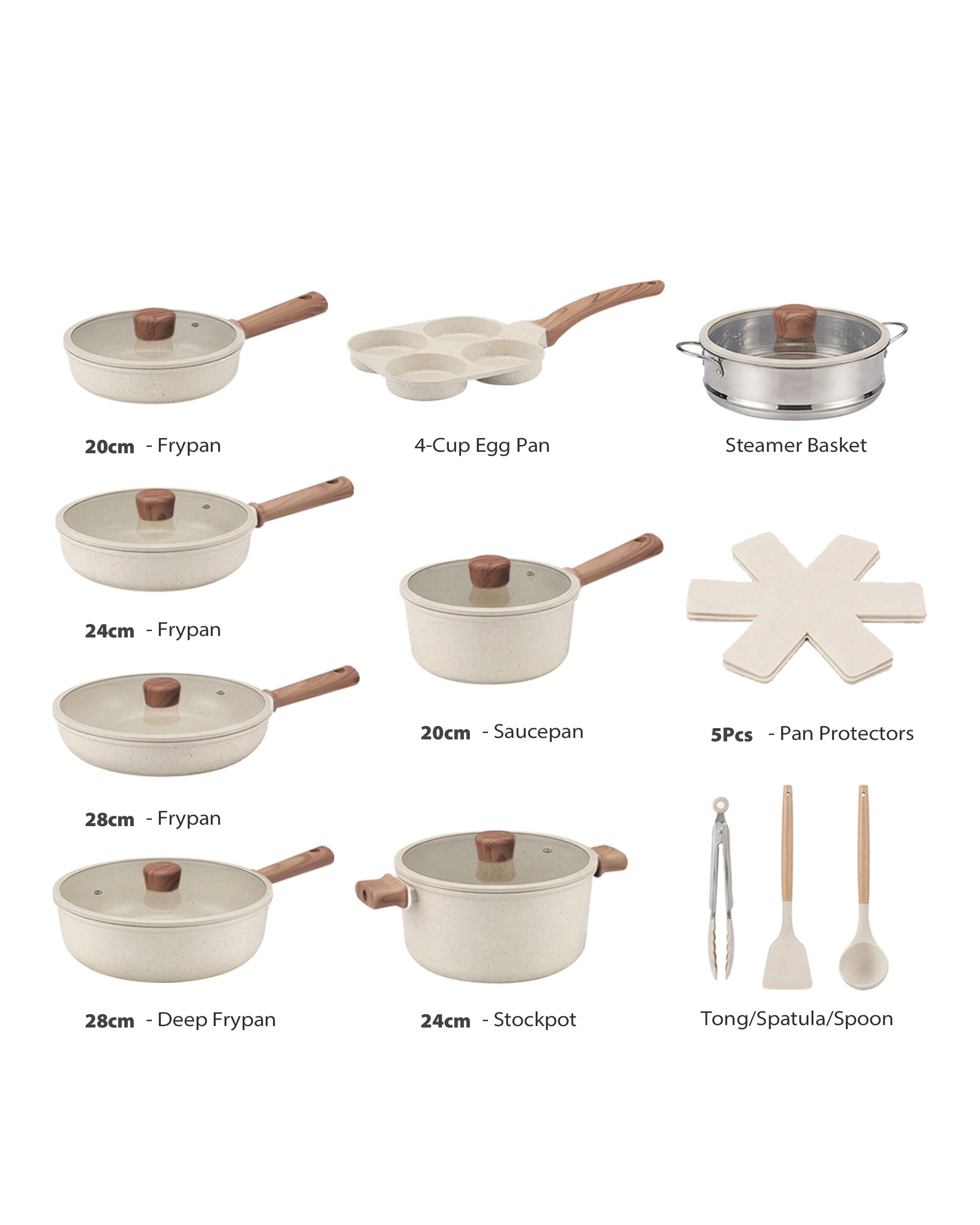 9 ZUNI 19PCS Nonstick Cookware Set Granite Coating Cooking Pots & Pans, 9 of 9