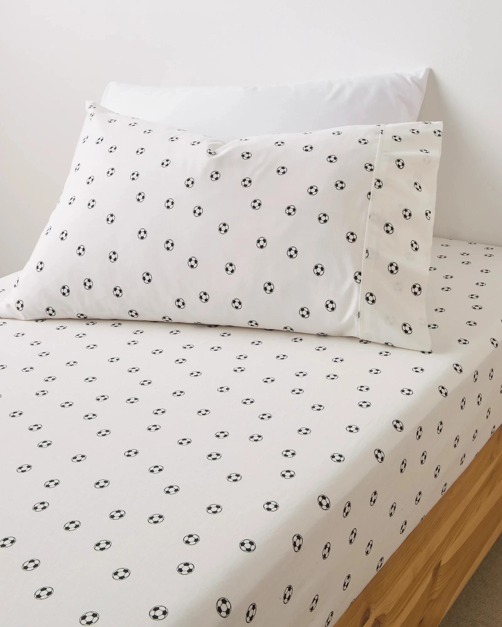 1 Target Sammy Soccer Ball Australian Cotton Print Fitted Sheet Set - Double Bed - White, 1 of 2