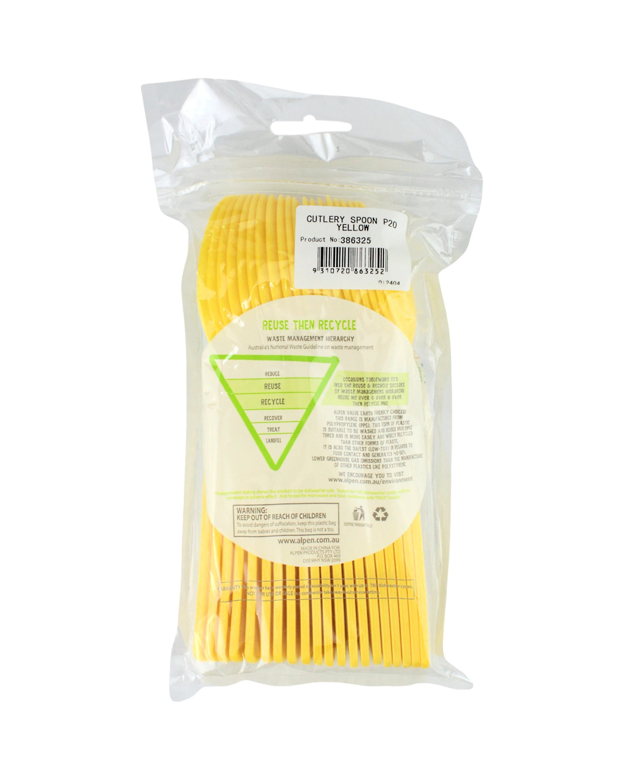 3 Alpen Reusable Spoons Pack of 20 - Yellow - Yellow, 3 of 3