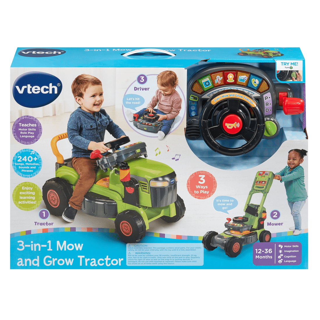 1 VTech 3-in-1 Mow and Grow Tractor - Green, 1 of 5