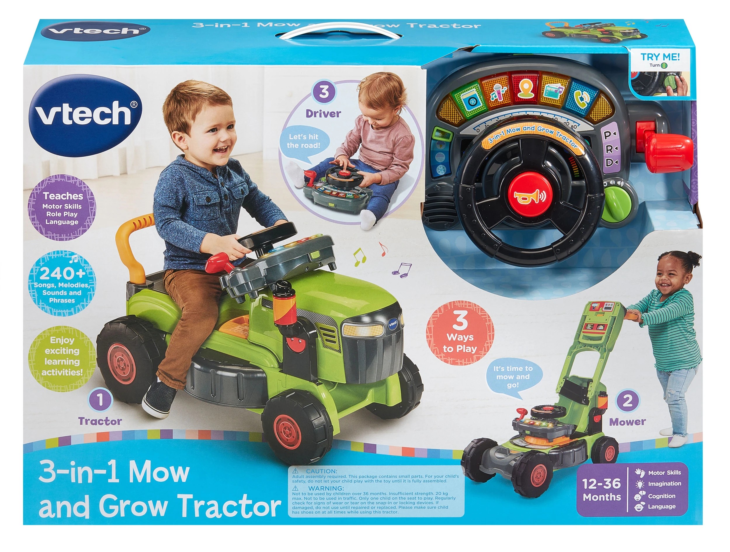 1 VTech 3-in-1 Mow and Grow Tractor - Green, 1 of 5