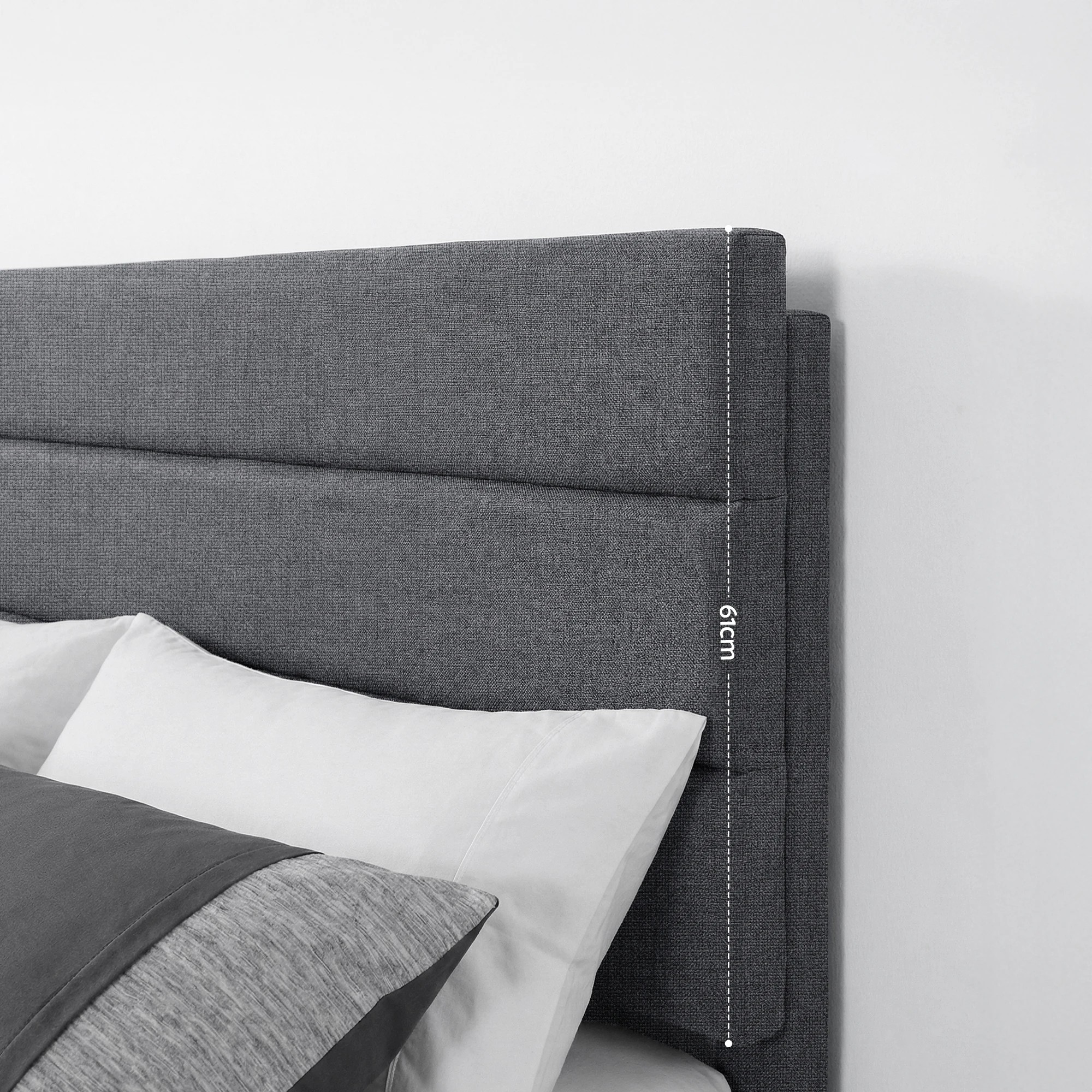 5 Artiss Queen Bed Frame Upholste Platform Base with Geometric Headboard - Charcoal, 5 of 8