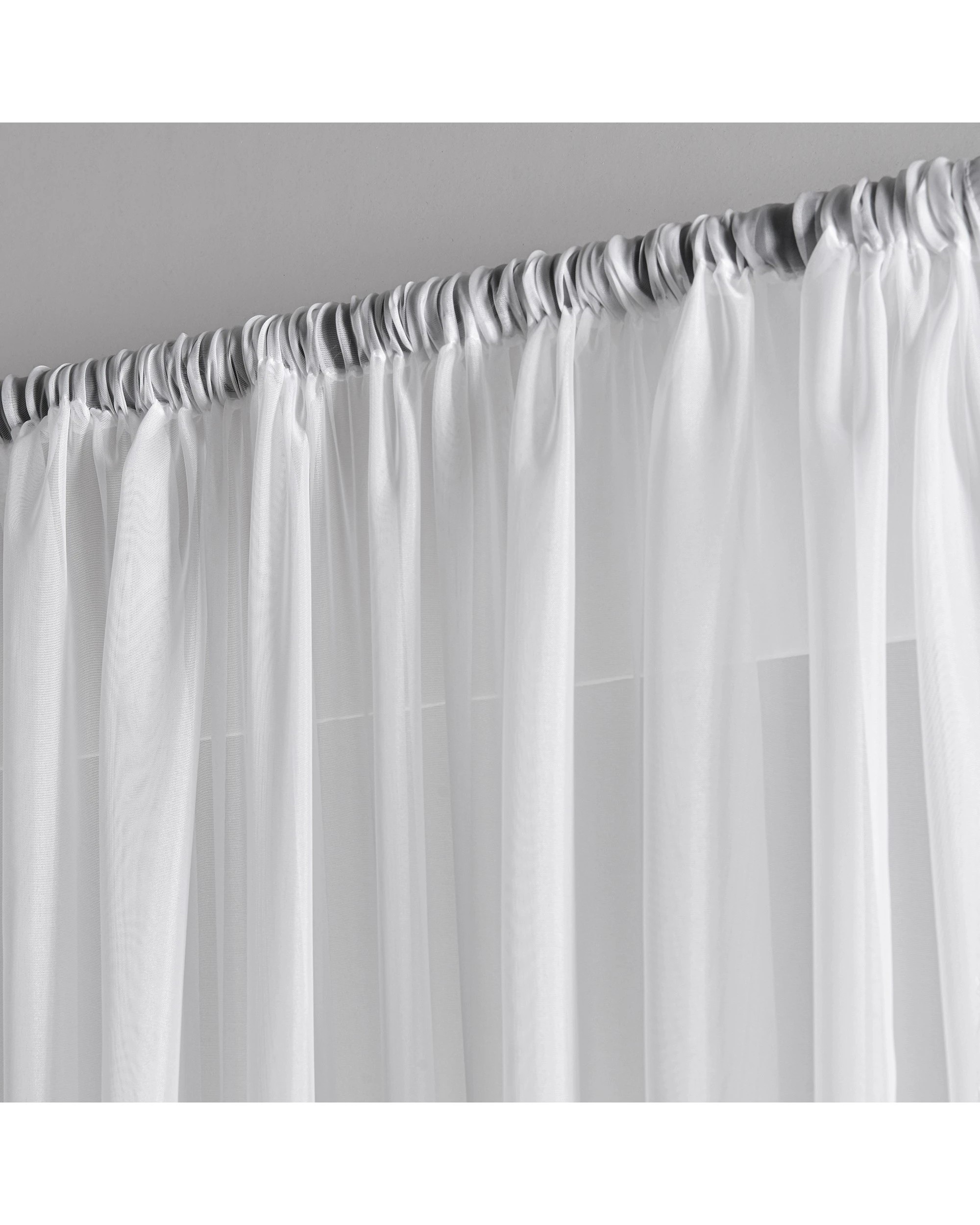 2 Sherwood Georgia Sheer Rod Pocket Curtain Pair 135x223cm - White, 2 of 5