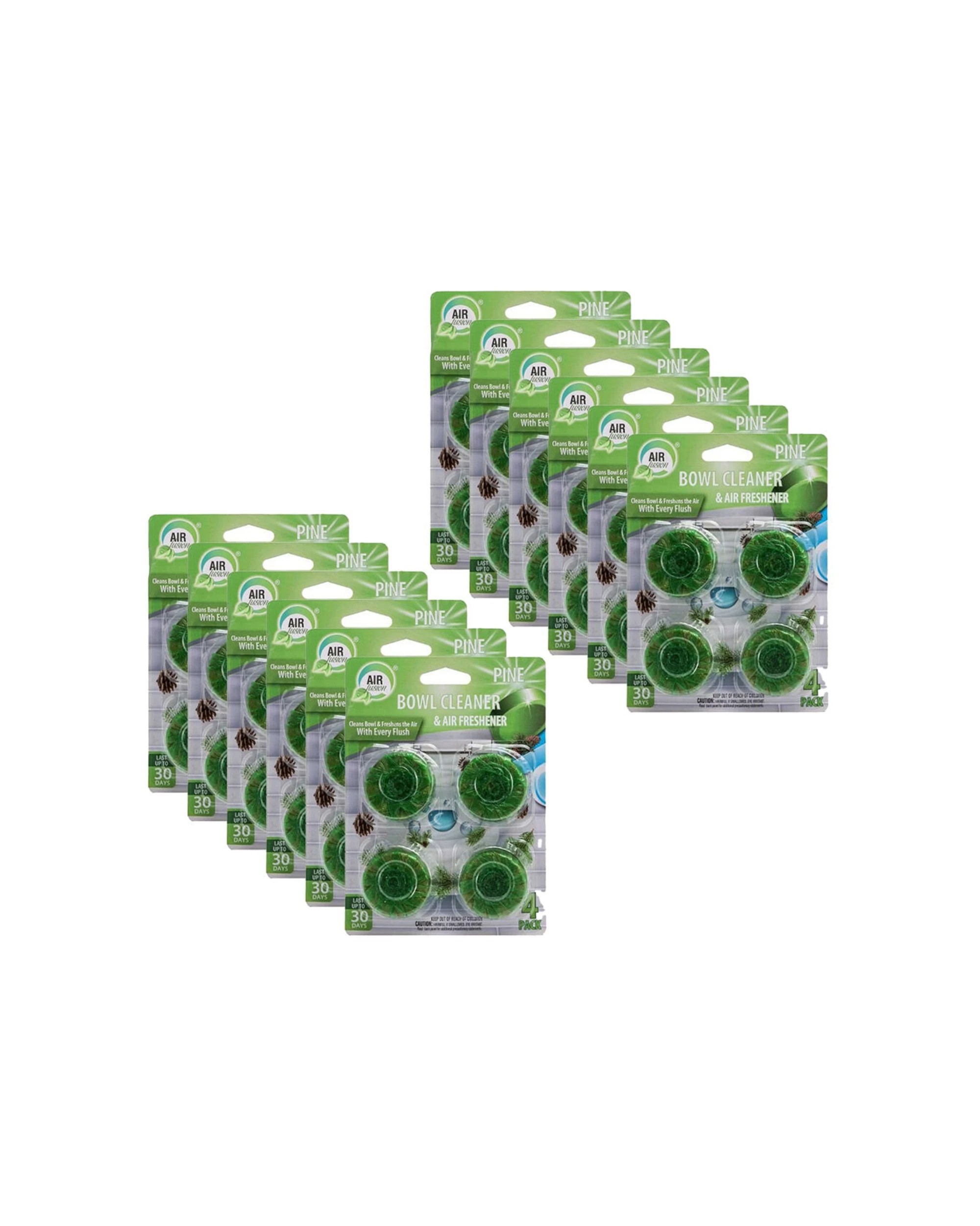 1 Air Fusion 12x 4pc Toilet Bowl Cleaner & Air Freshener Pack Pine - Green, 1 of 3