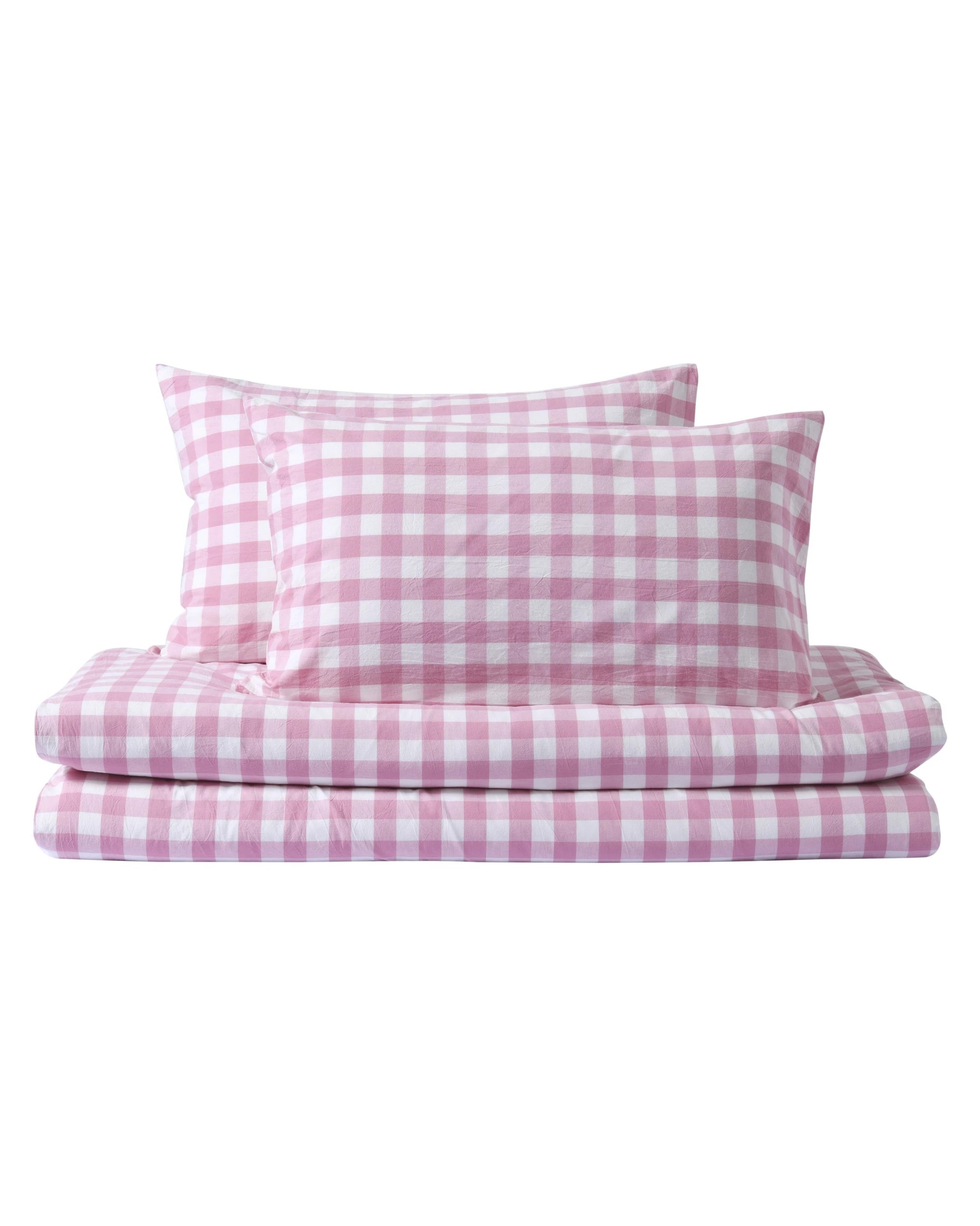 5 Dreamaker Lola Yarn Dyed Washed Cotton Gingham Quilt Cover Set - Queen Bed - Pearl Pink, 5 of 6