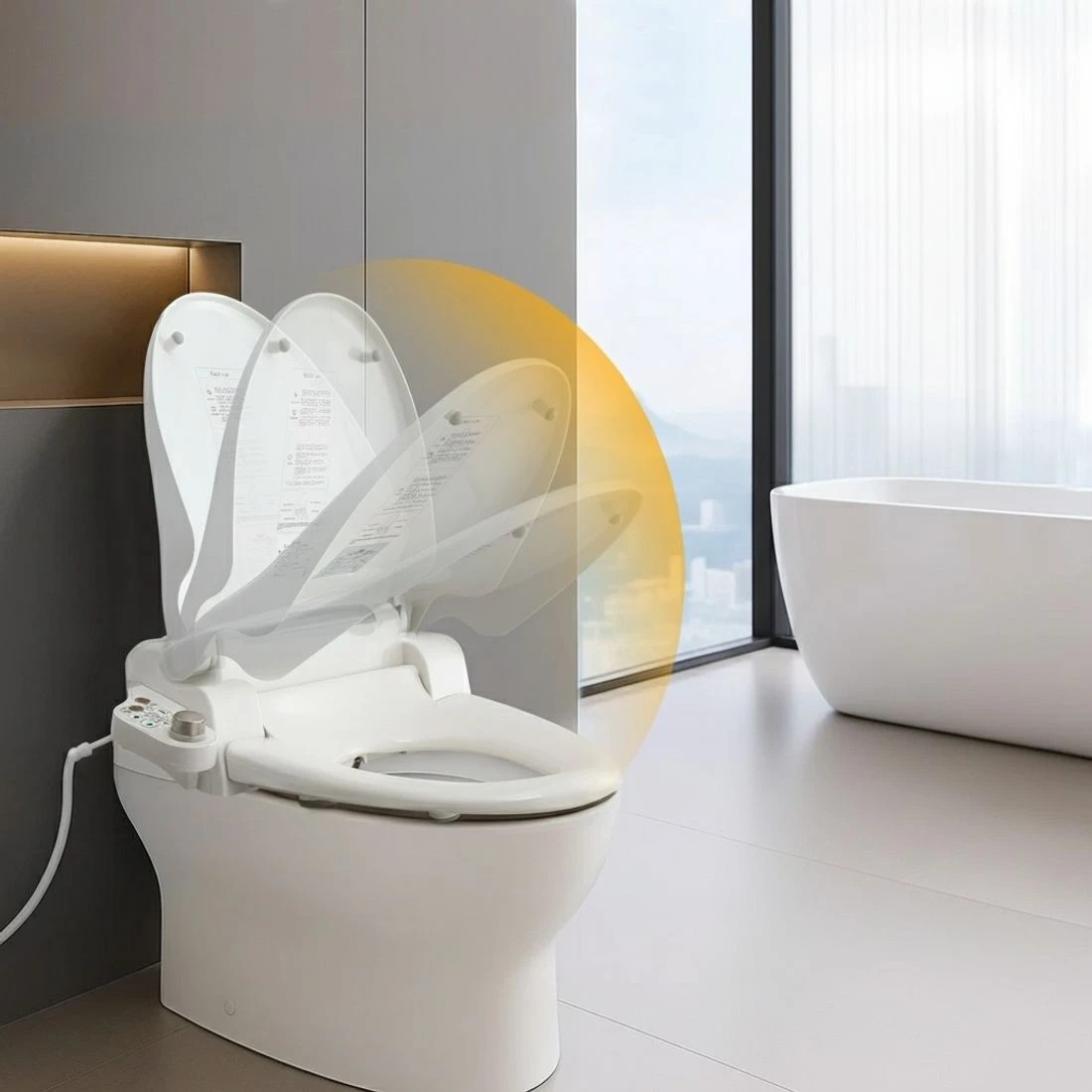 5 Cefito Electric Bidet Toilet Seat Cover LED Night Light Heated Seat with Remote - White, 5 of 7