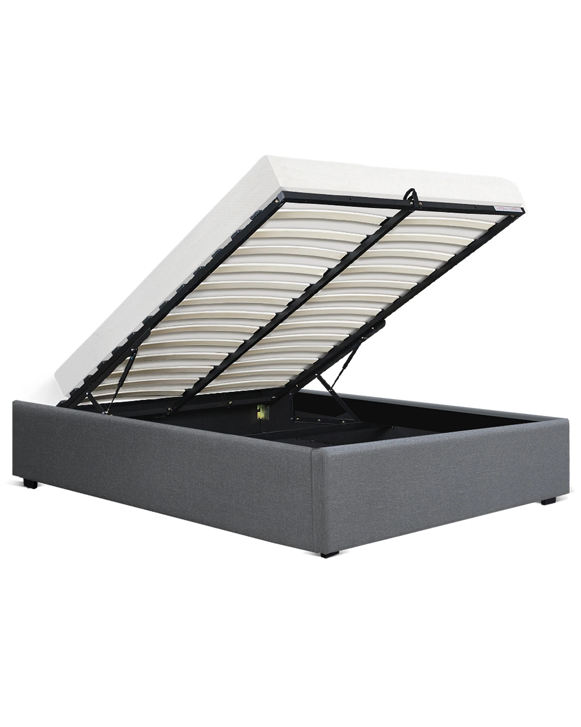 5 Artiss Queen Bed Frame with Storage  Velvet Headboard Gas Lift Platform Base - Grey, 5 of 6