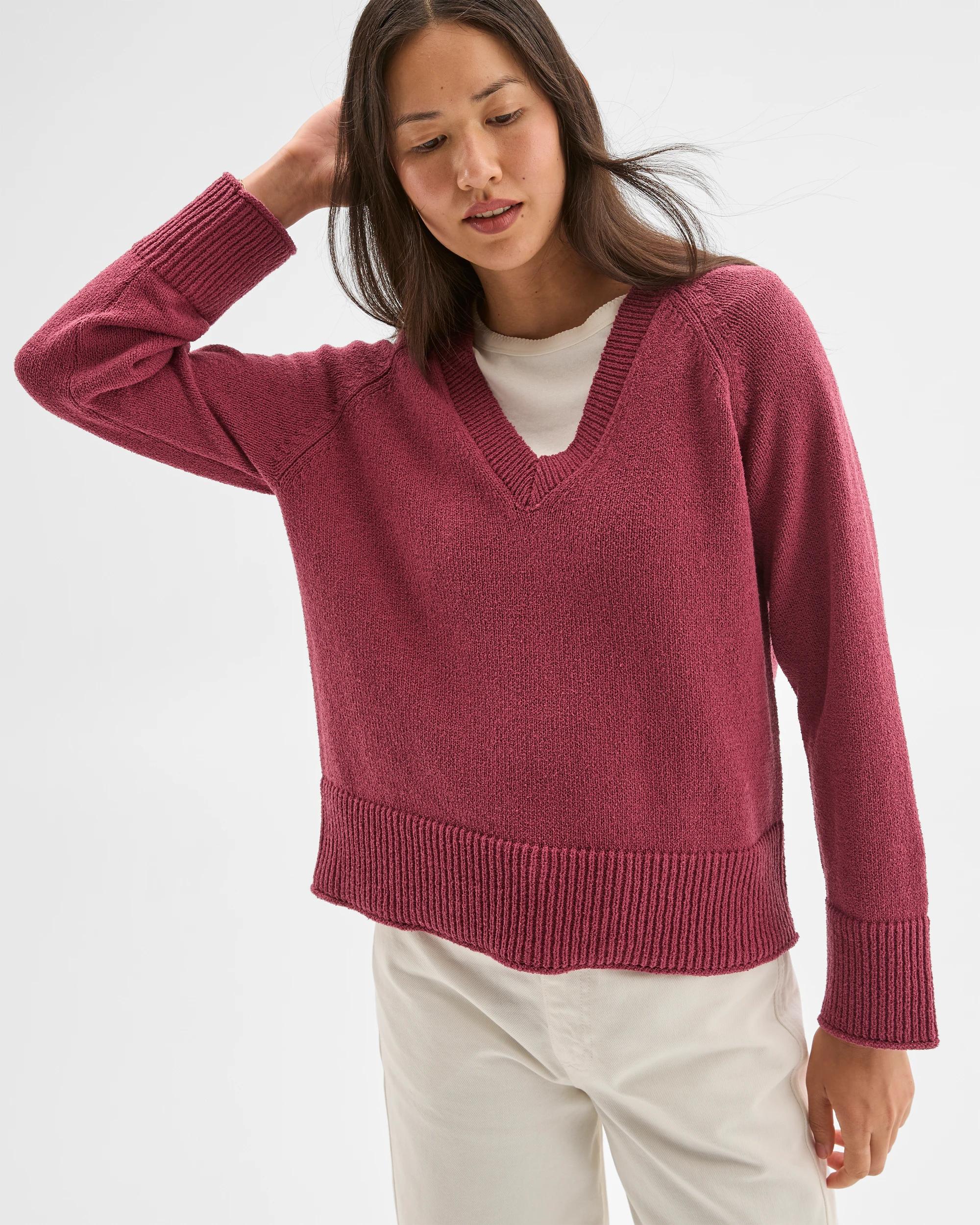 3 Target Woman Australian Cotton Blend Boucle V-Neck Jumper MULBERRY, 3 of 5