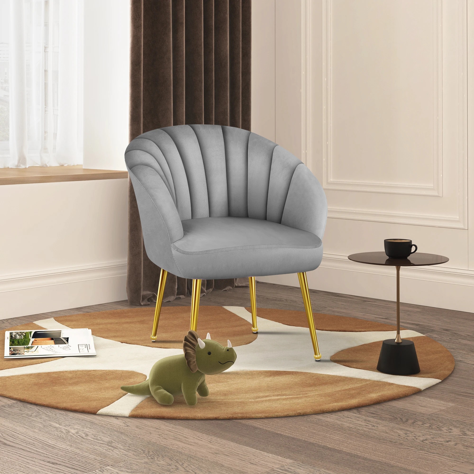 5 Alfordson Armchair Lounge Chair Accent Tub Chair Sofa Couch Velvet - Grey, 5 of 9