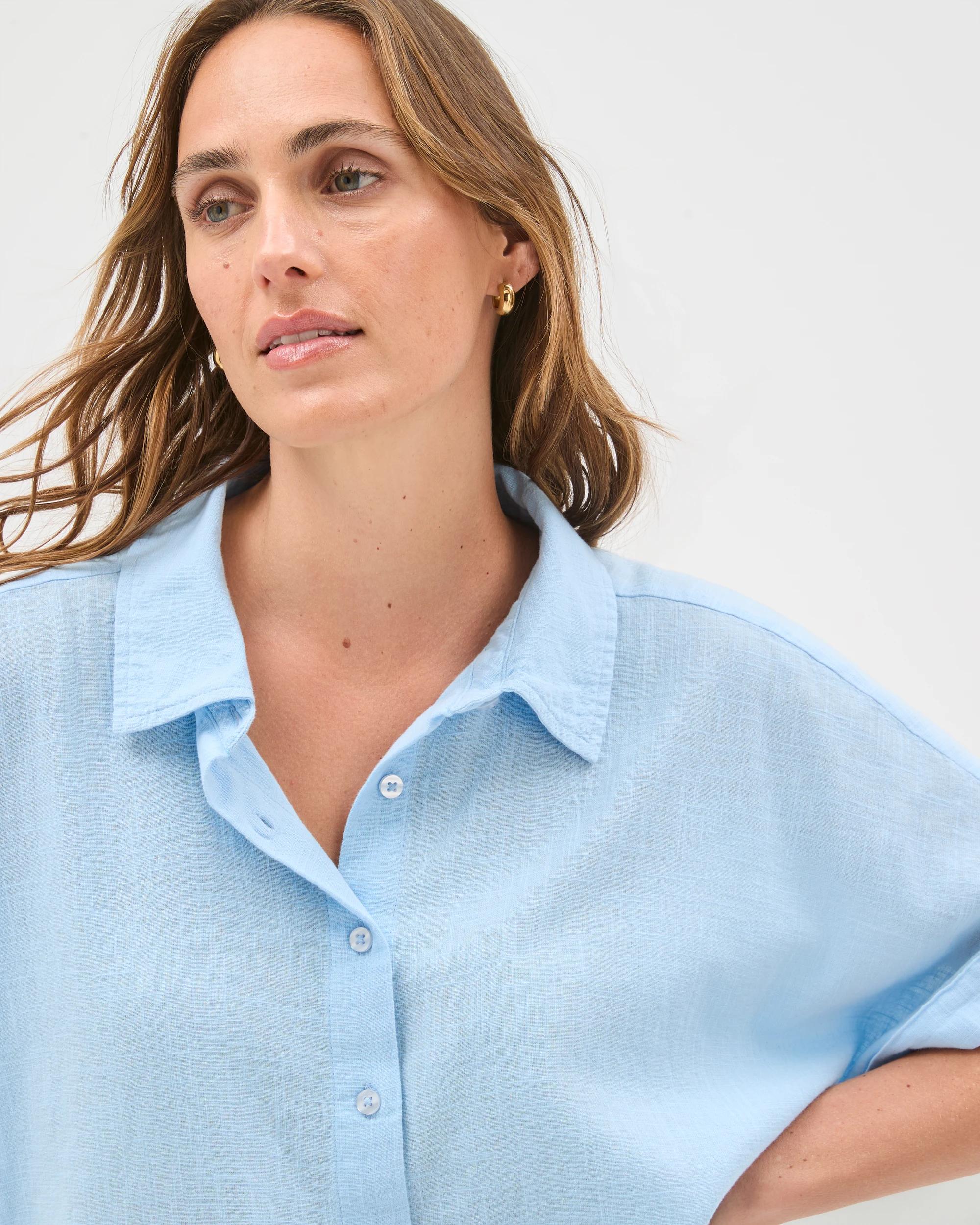 4 Target Woman Resort Short Sleeve Cord Detail Shirt BLUE, 4 of 6