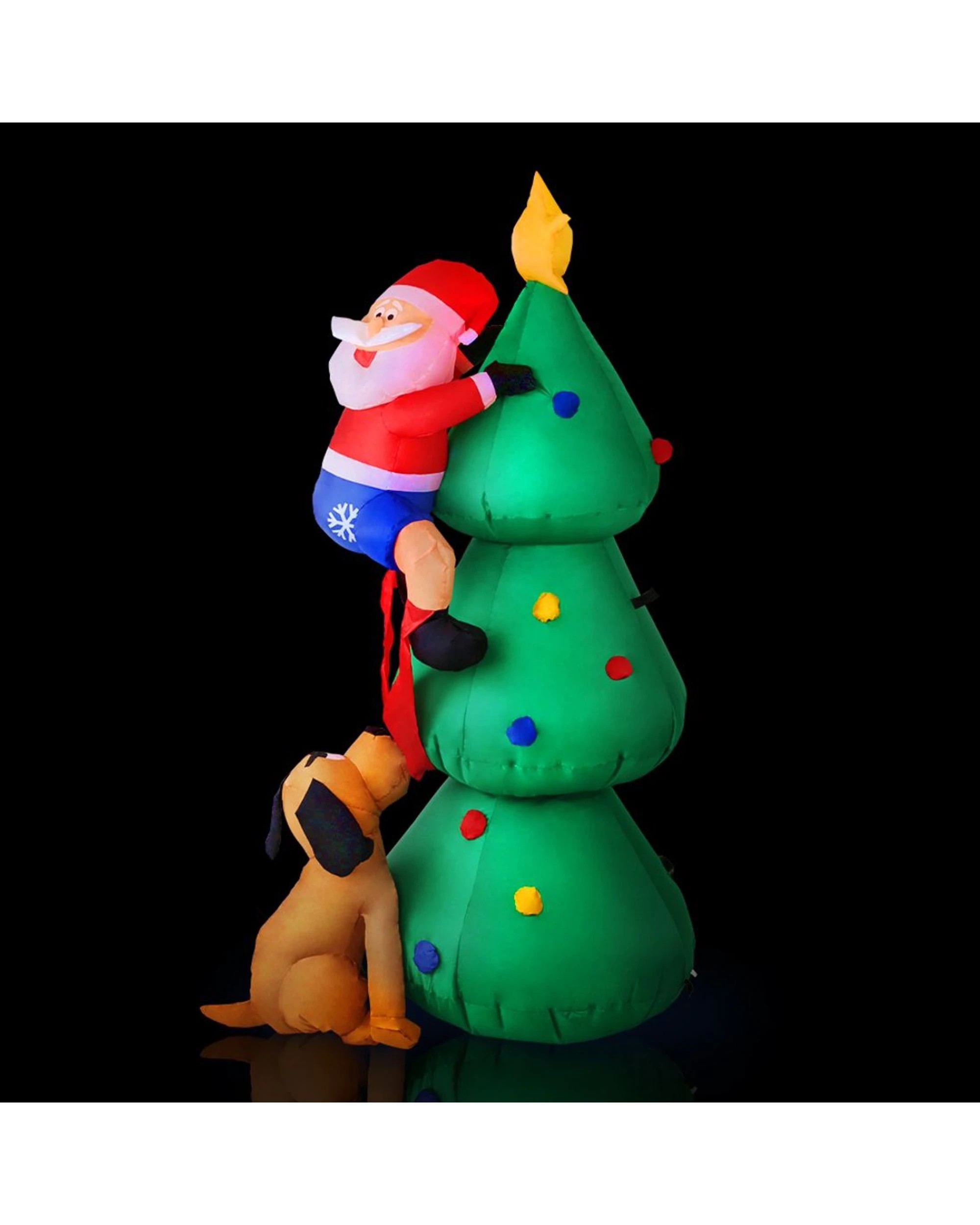 2 Jingle Jollys Christmas Inflatable Santa Tree 1.8M Illuminated Decorations - Multi, 2 of 7