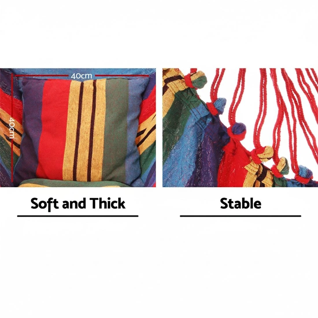 5 Gardeon Hammock Chair Outdoor Camping Hanging Hammocks Cushion Pillow Rainbow - Multi, 5 of 7