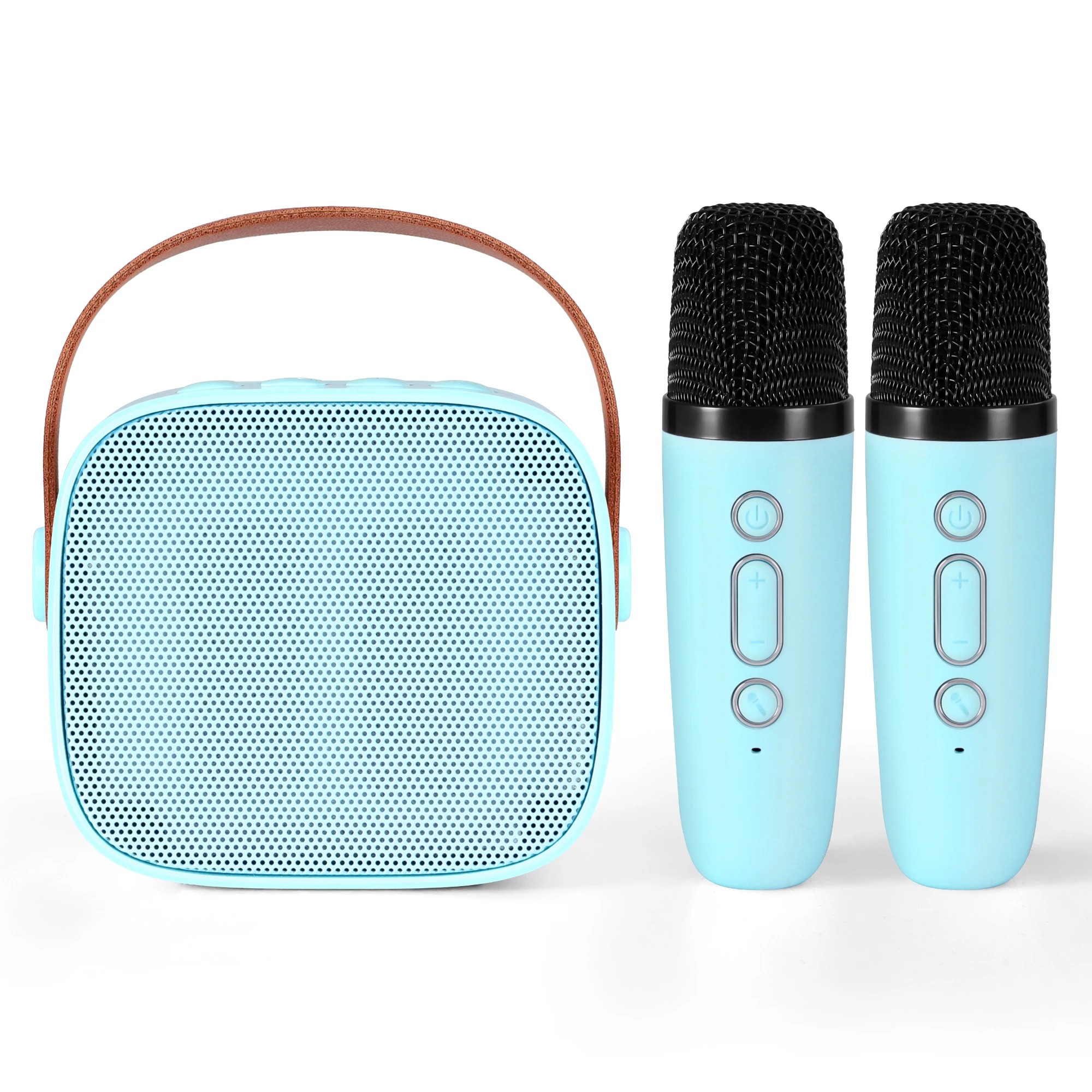 3 Alpha Mini Portable Karaoke Machine for Adults Kids with 2 Wireless Microphones - Blue, 3 of 4
