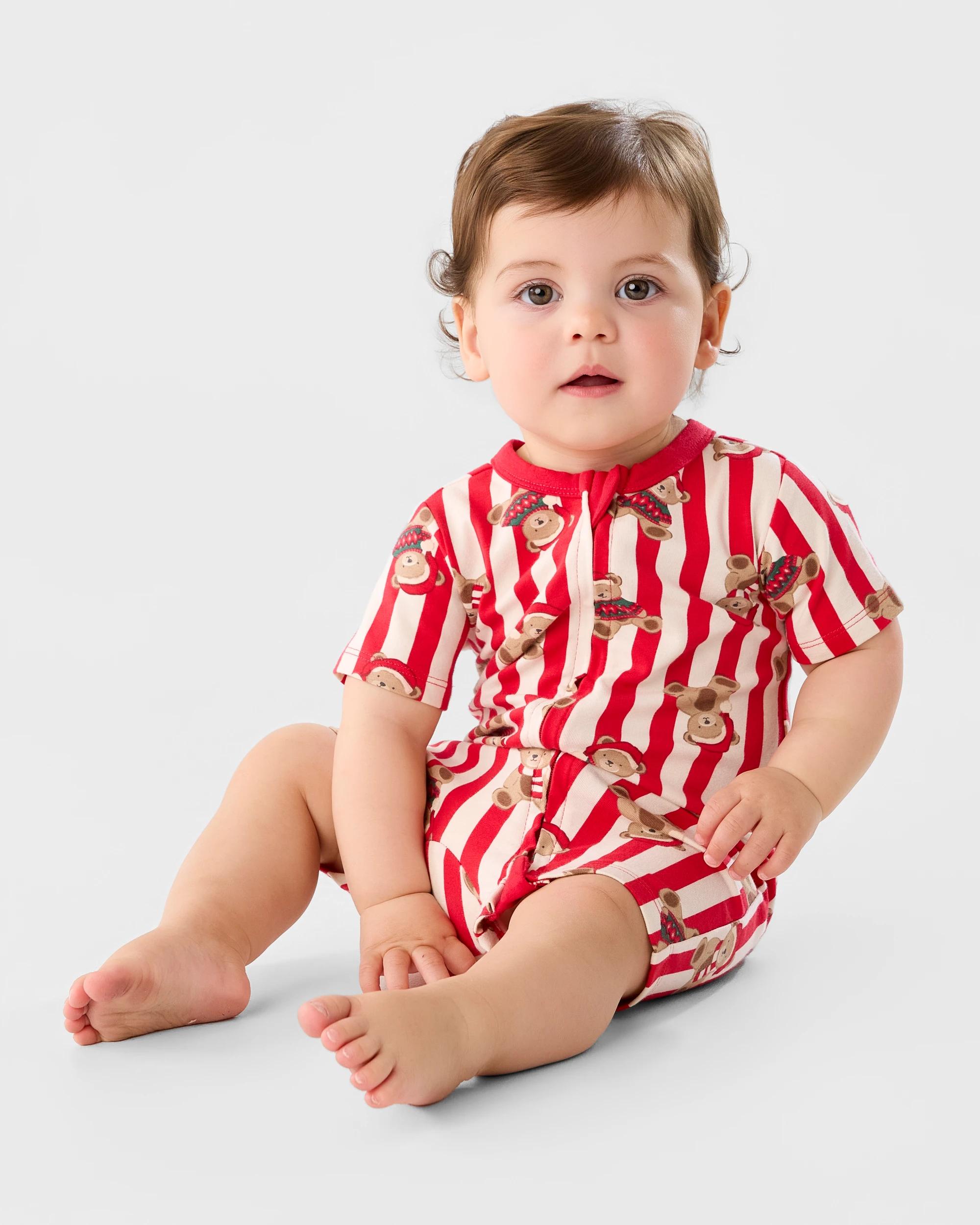 2 Christmas Zip Romper Red Bears, 2 of 3