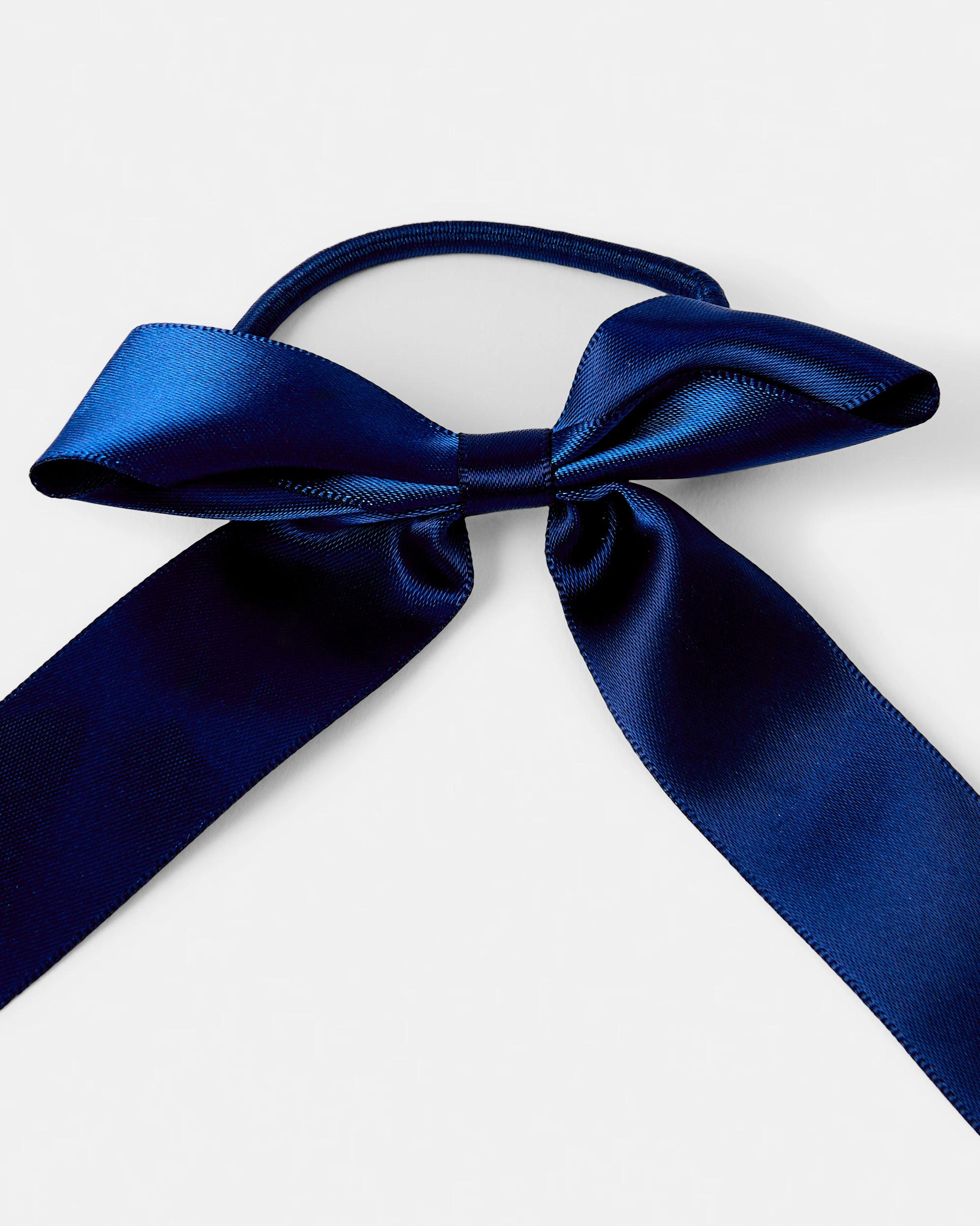 4 4 Pack School Bow Hair Elastics and Clips Set Nvy Sphire, 4 of 5