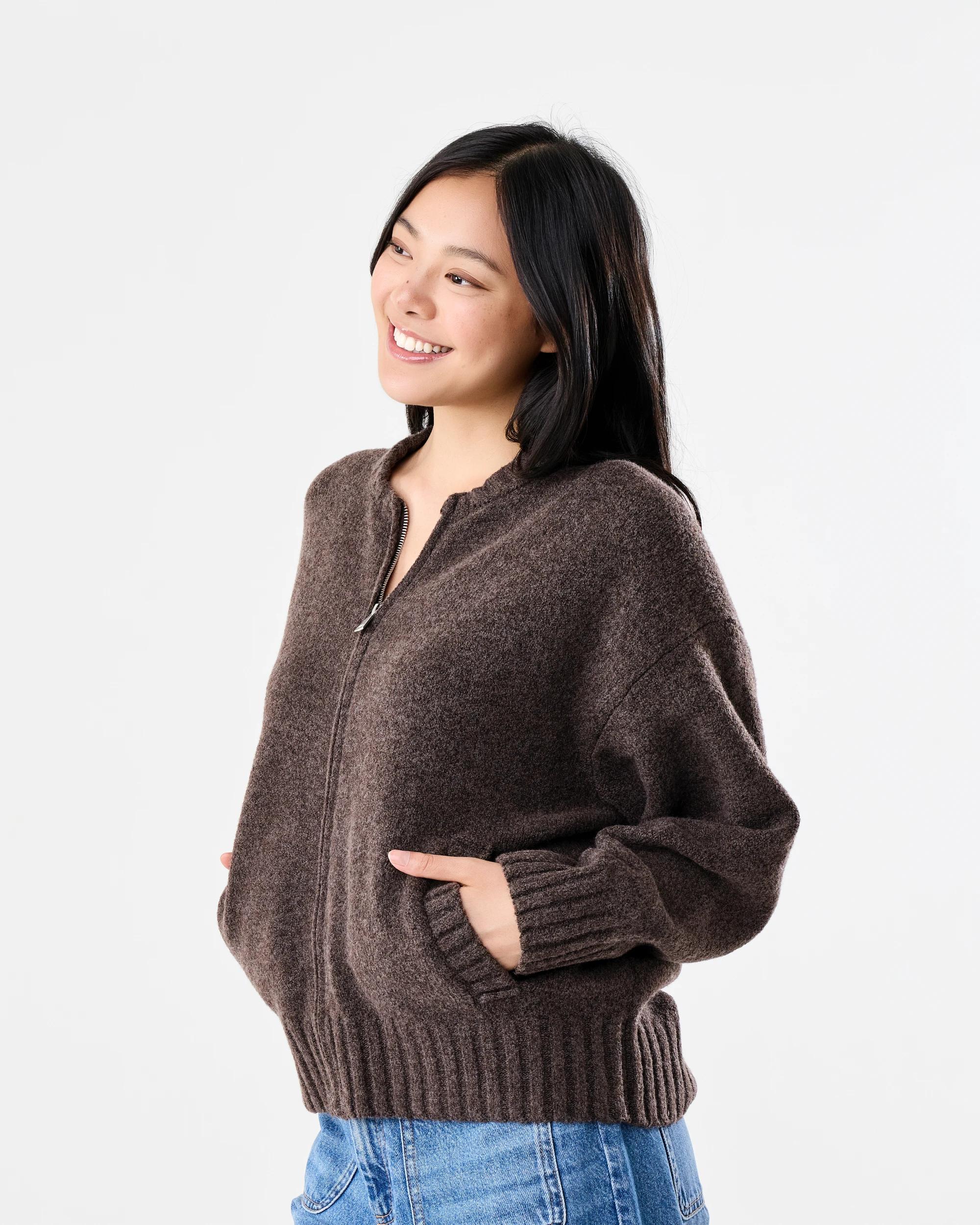 2 Knit Bomber Taupe Mrl, 2 of 6