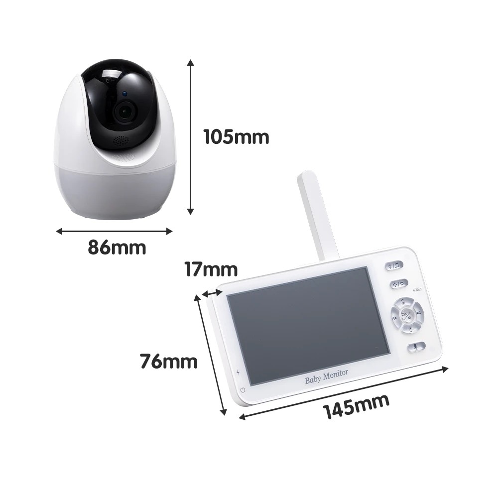 2 PlayPals 4.3" Baby Monitor 1080P 2-Way Talk Night Vision Camera Mobile APP - White, 2 of 3